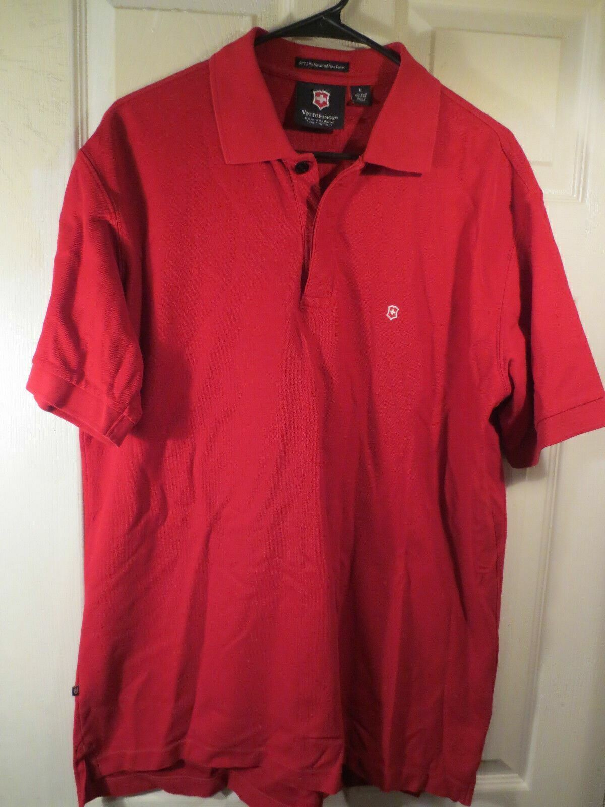 Victorinox Mens Polo Rugby Shirt Vented Red w/Cross Logo On Chest Size Large