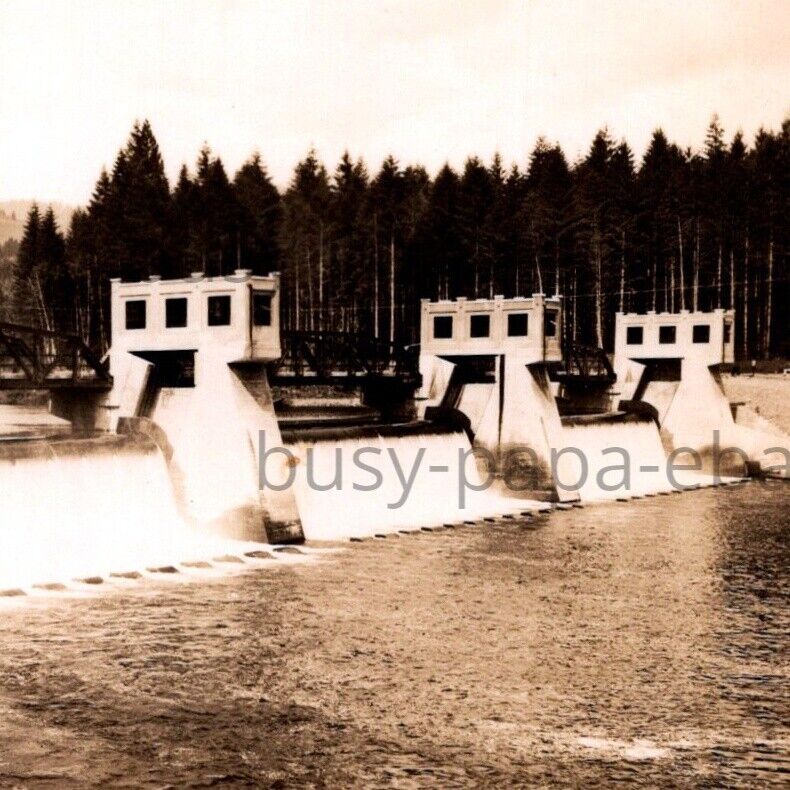 Vintage 1930s RPPC Eugene Hydro-Electric Dam McKenzie River Oregon Postcard