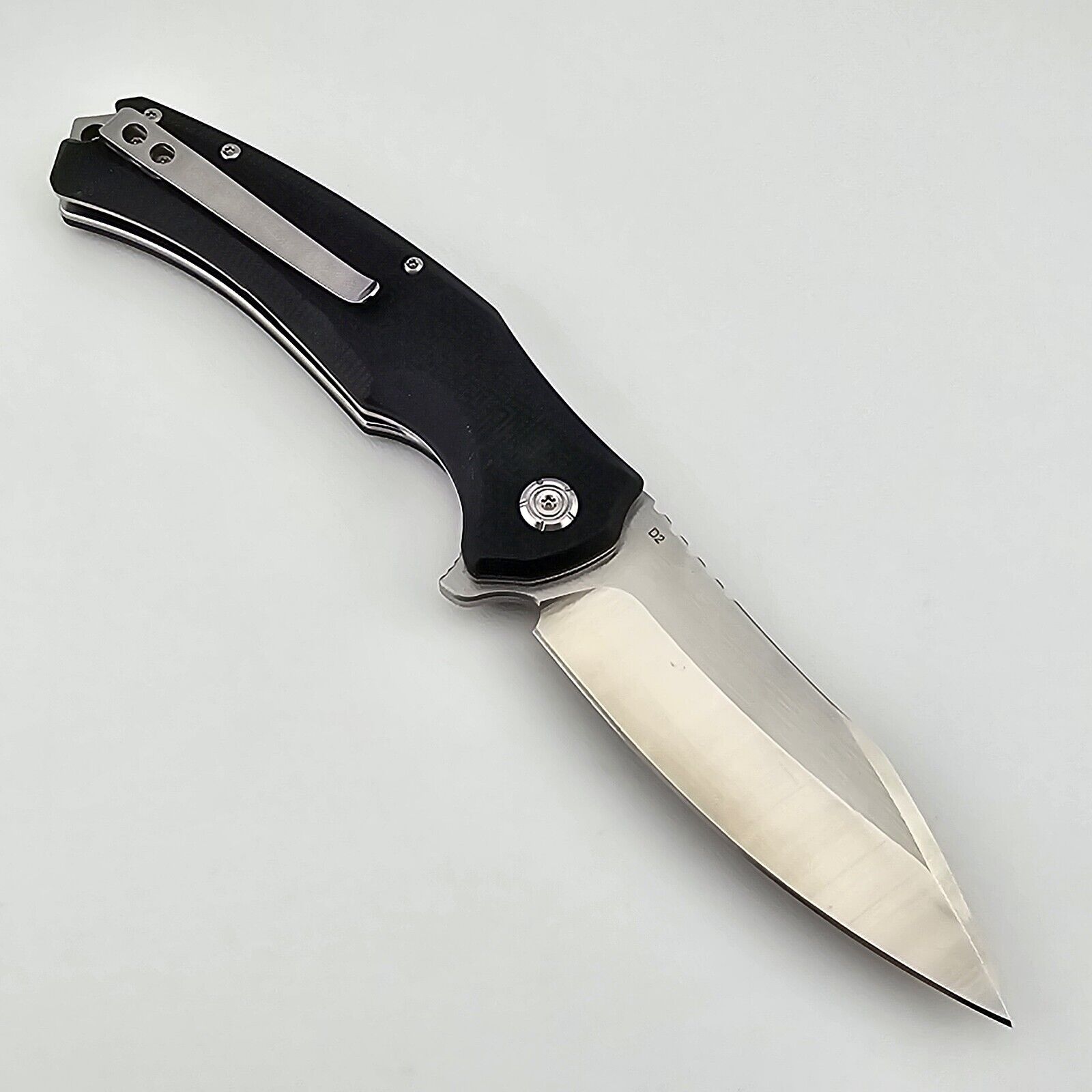 QSP Snipe Folding Knife Black G10 Handles D2 Blade Steel EDC Flipper QS121-C