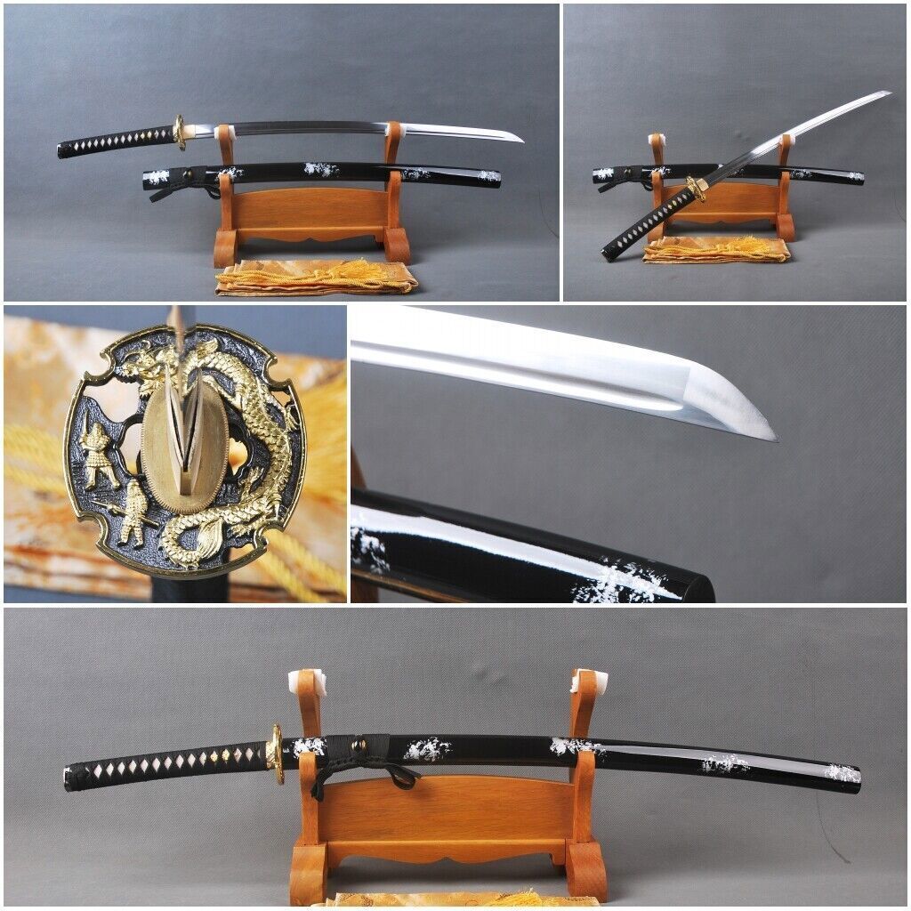 Golden Dragon Tsuba Japanese Samurai Katana Sword Carbon Steel Full Tang Sharp