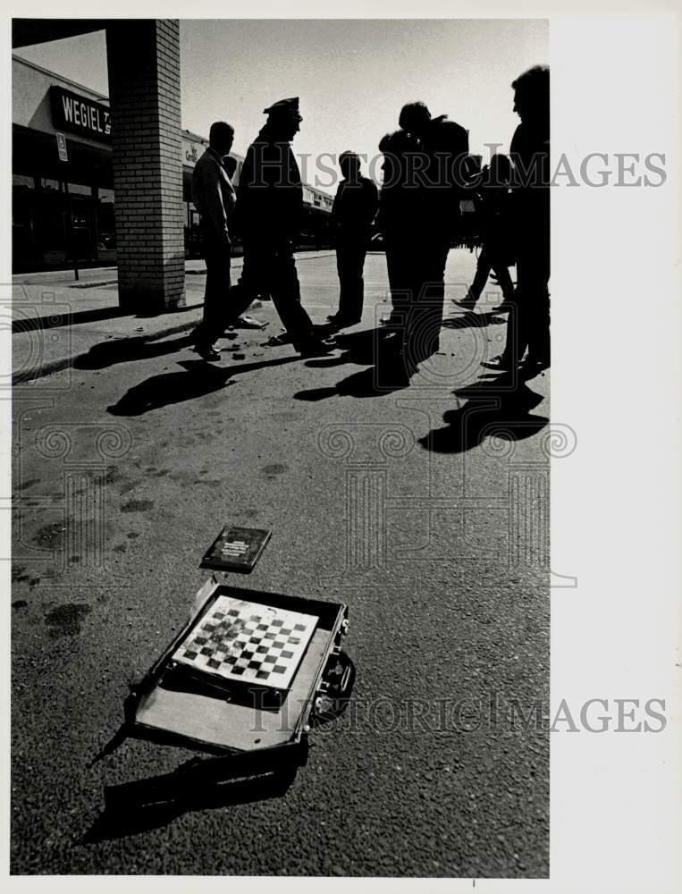 1985 Press Photo Detonation of Suitcase after Bomb Scare in Springfield