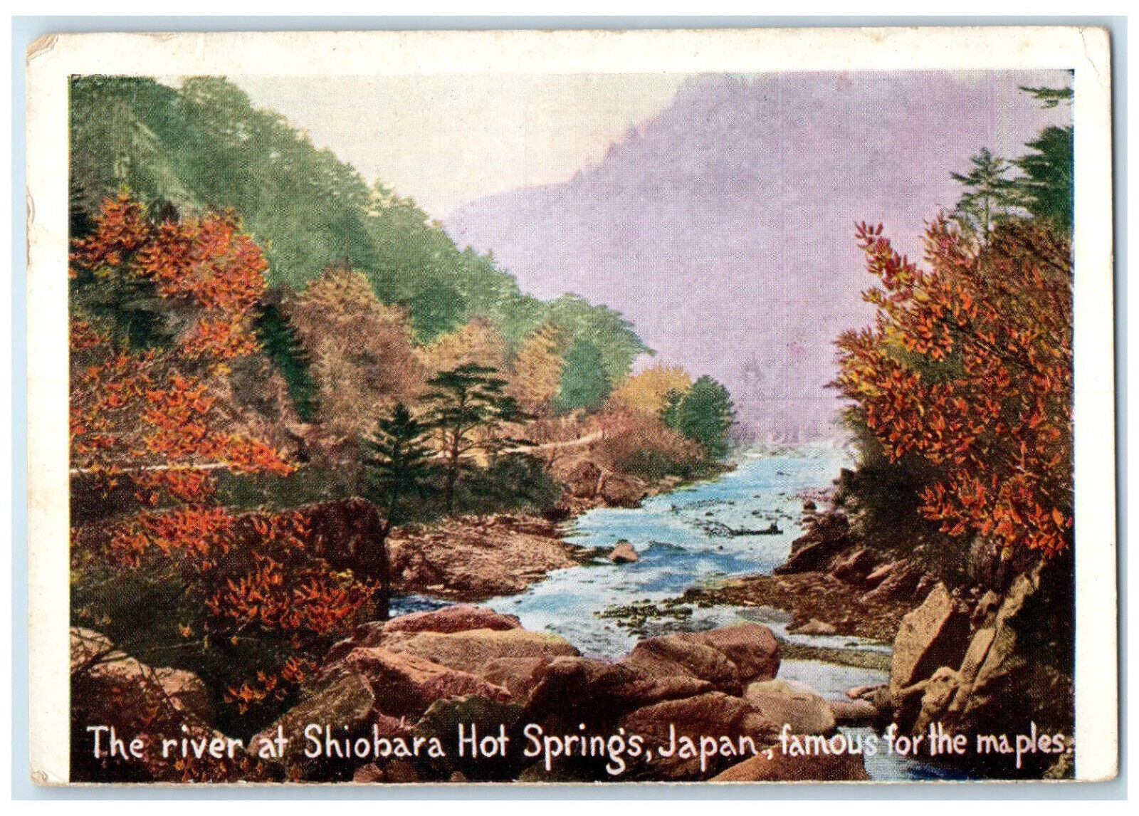 c1920's Toyo Kisen Steamer River at Shiobara Hot Springs Japan Postcard