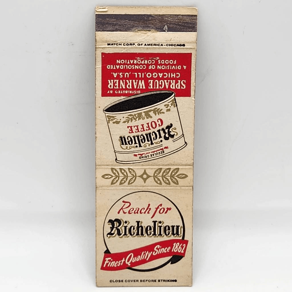 Vintage Matchcover Richelieu Coffee Sprague Warner Chicago Illinois Consolidated