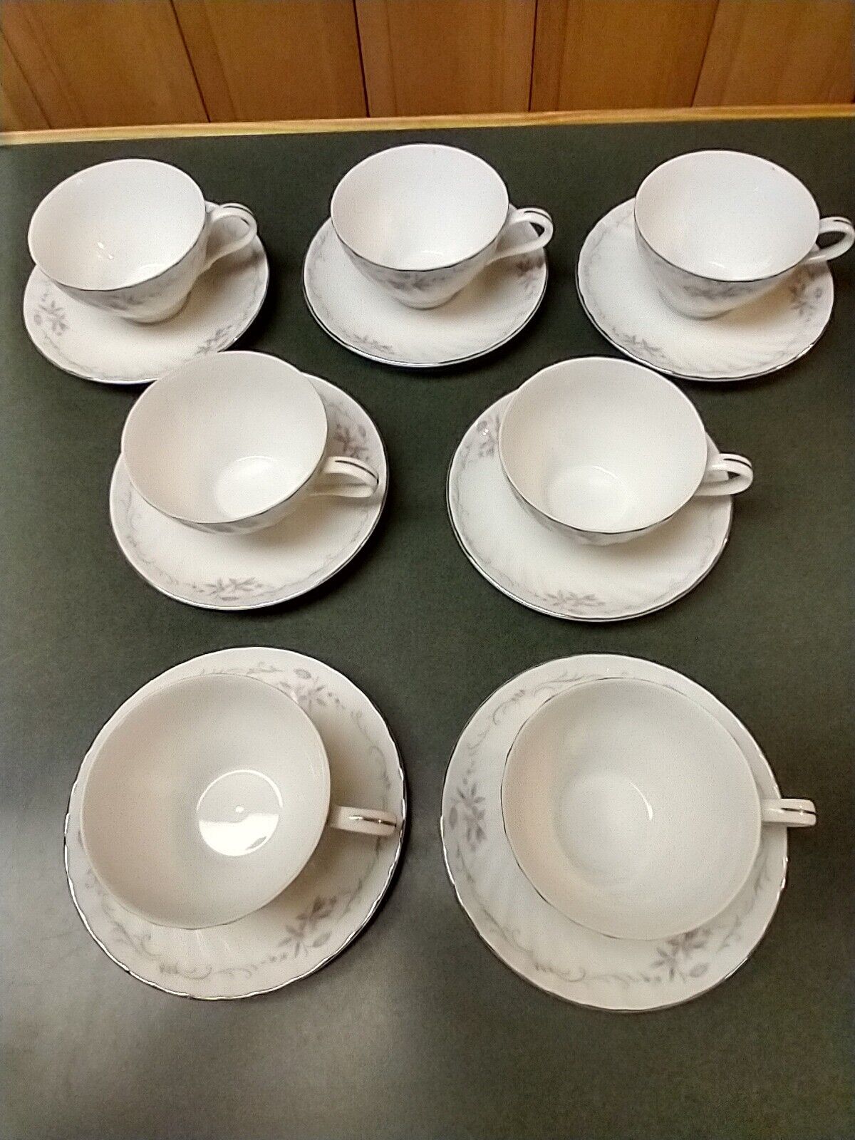 Set of 7 Genuine Porcelain China Gold Standard Side Coffee Tea Cups and Saucers