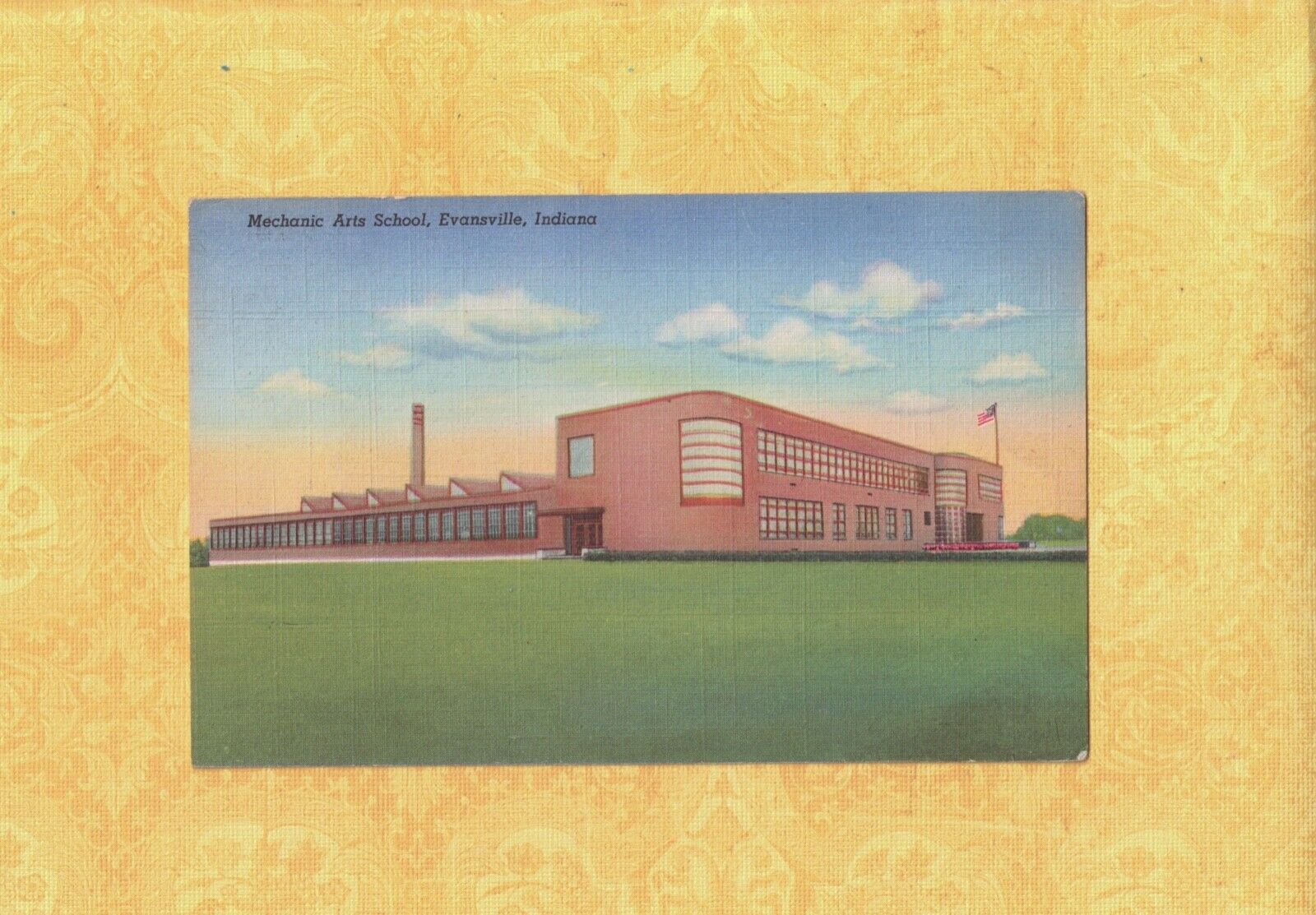 IN Evansville 1947 vintage postcard MECHANIC ART SCHOOL Indiana to Essex Jct VT