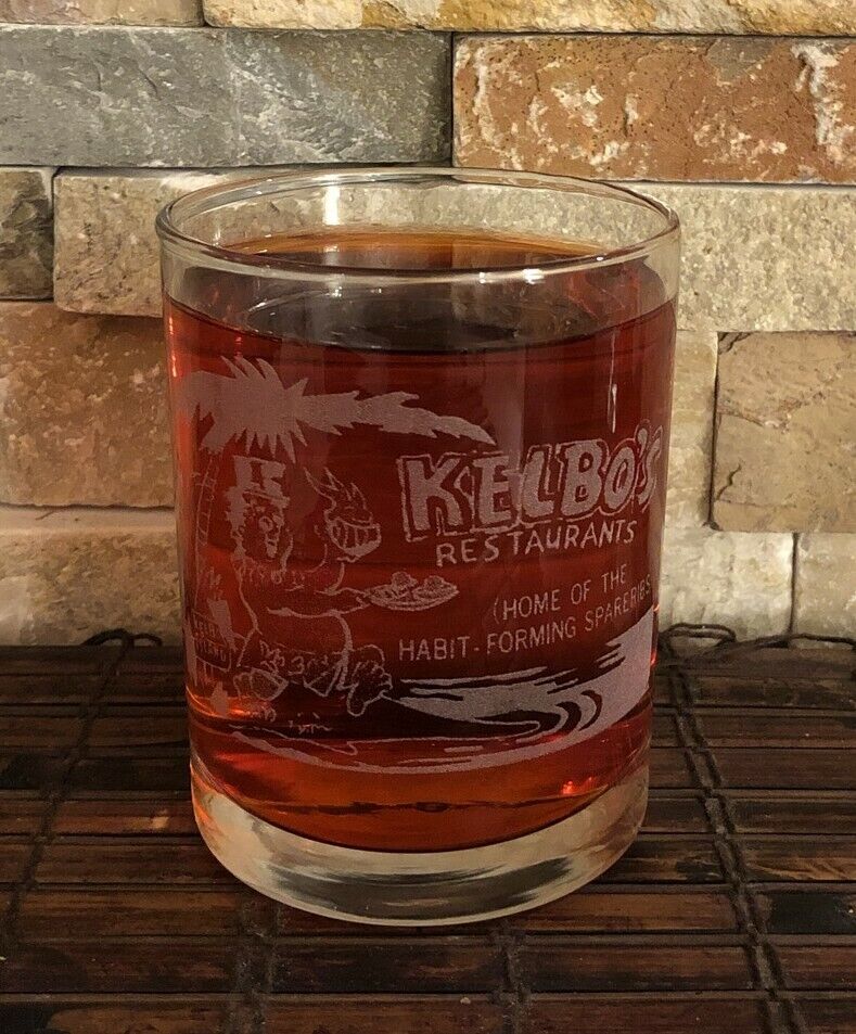 Rare KELBO'S Restaurant Promotional Whiskey Glass Last Week Before Closing 8 Oz