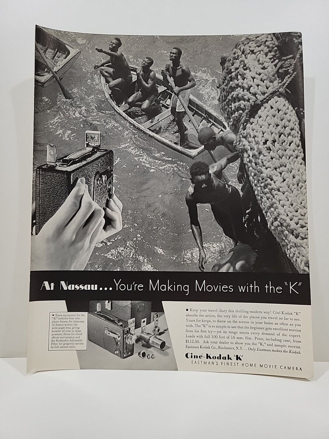 1935 Cine-Kodak Movie Camera Fortune Magazine Print Advertising Nassau Bahamas