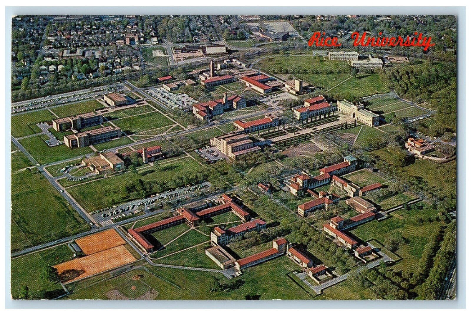 c1960's Aerial View Rice University Houston Texas TX Vintage Postcard