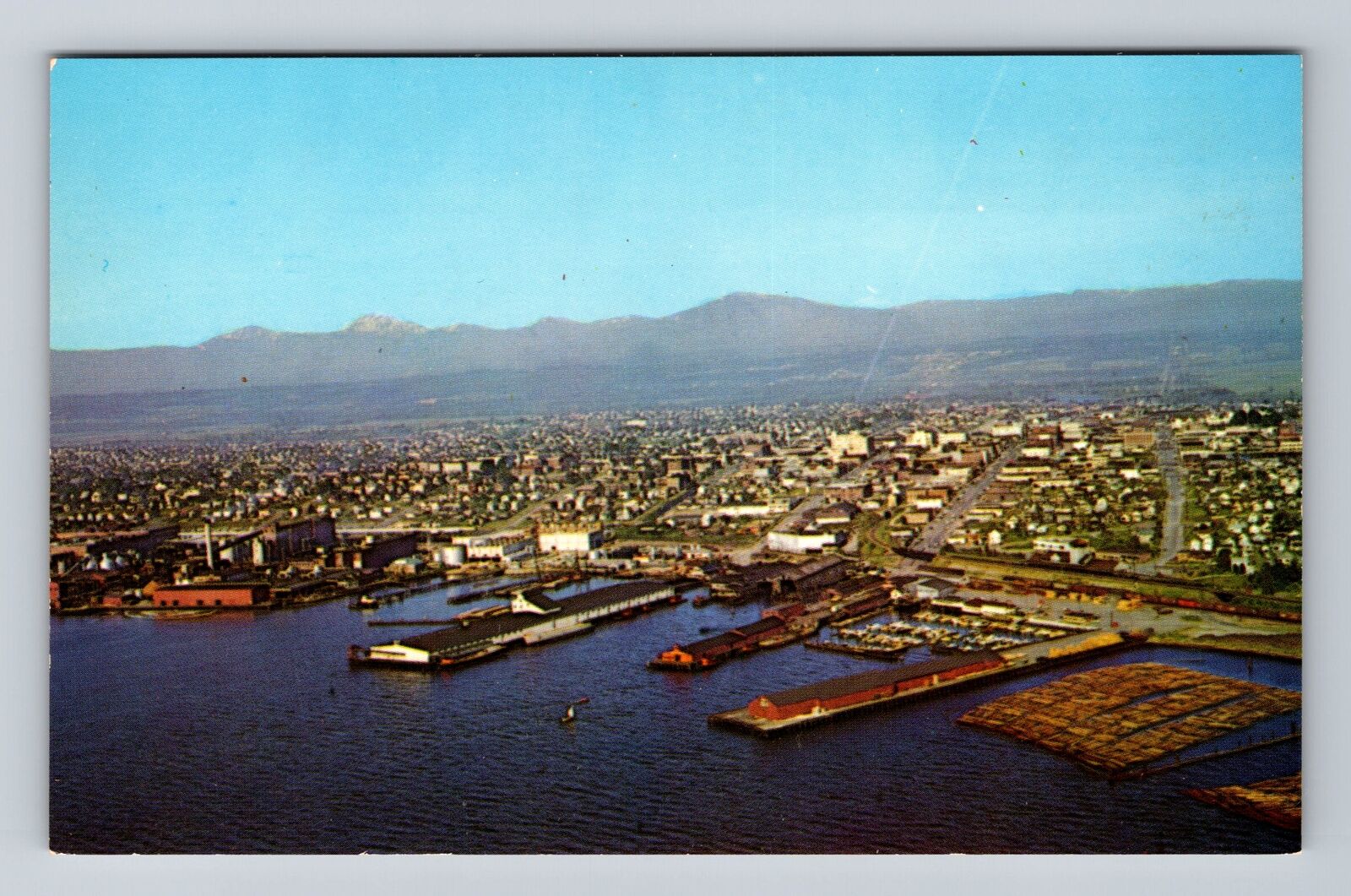 Everett WA-Washington, Aerial Lumber and Pulp Center, Harbor Vintage Postcard