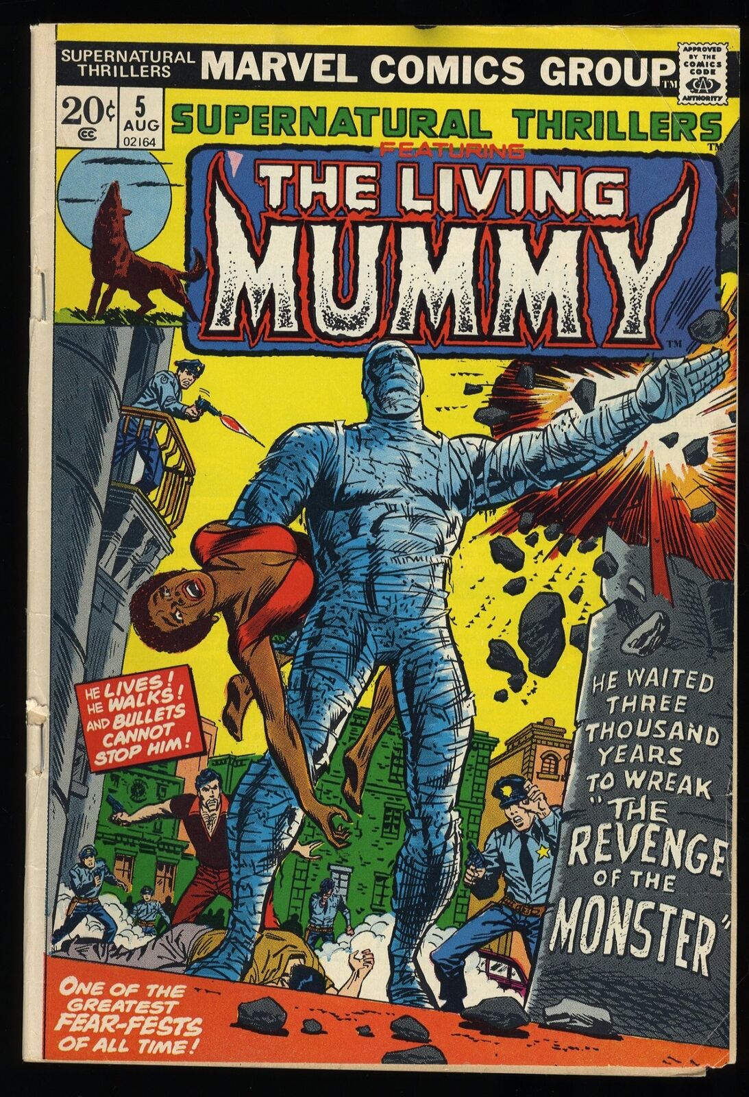 Supernatural Thrillers #5 VG+ 4.5 1st Appearance Living Mummy Marvel 1973