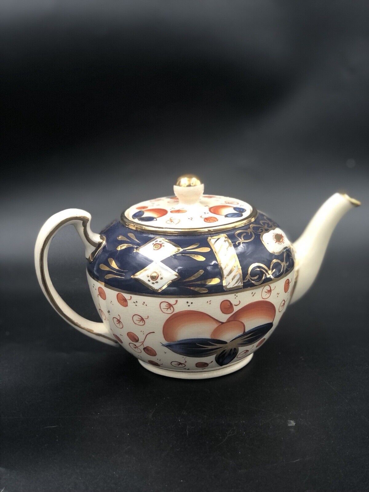 Vintage Lingard England Imari Style Teapot Gold Trimmed Tea Pot Detail- C2