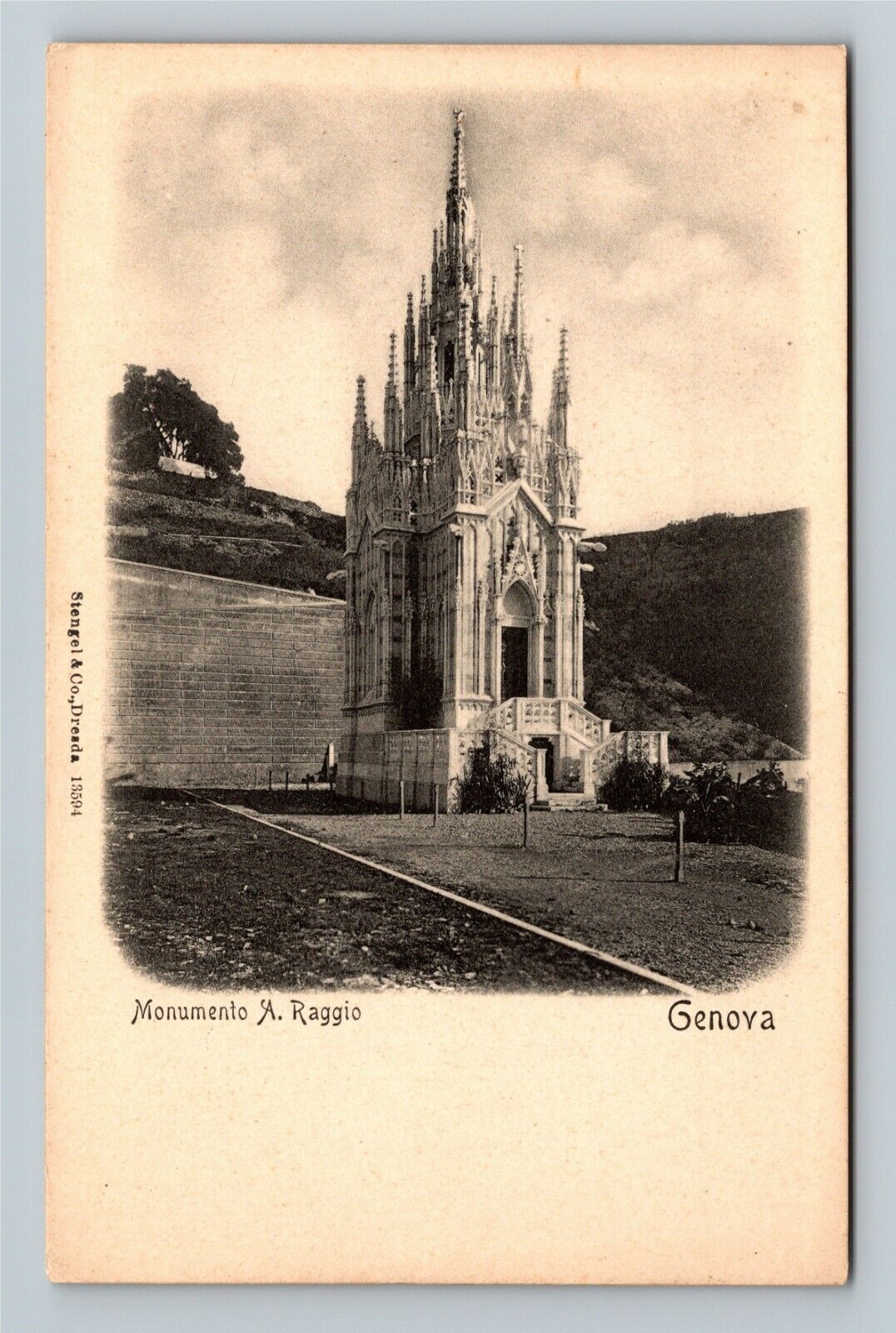 Monumento A Raggio Genova Italy Vintage Postcard