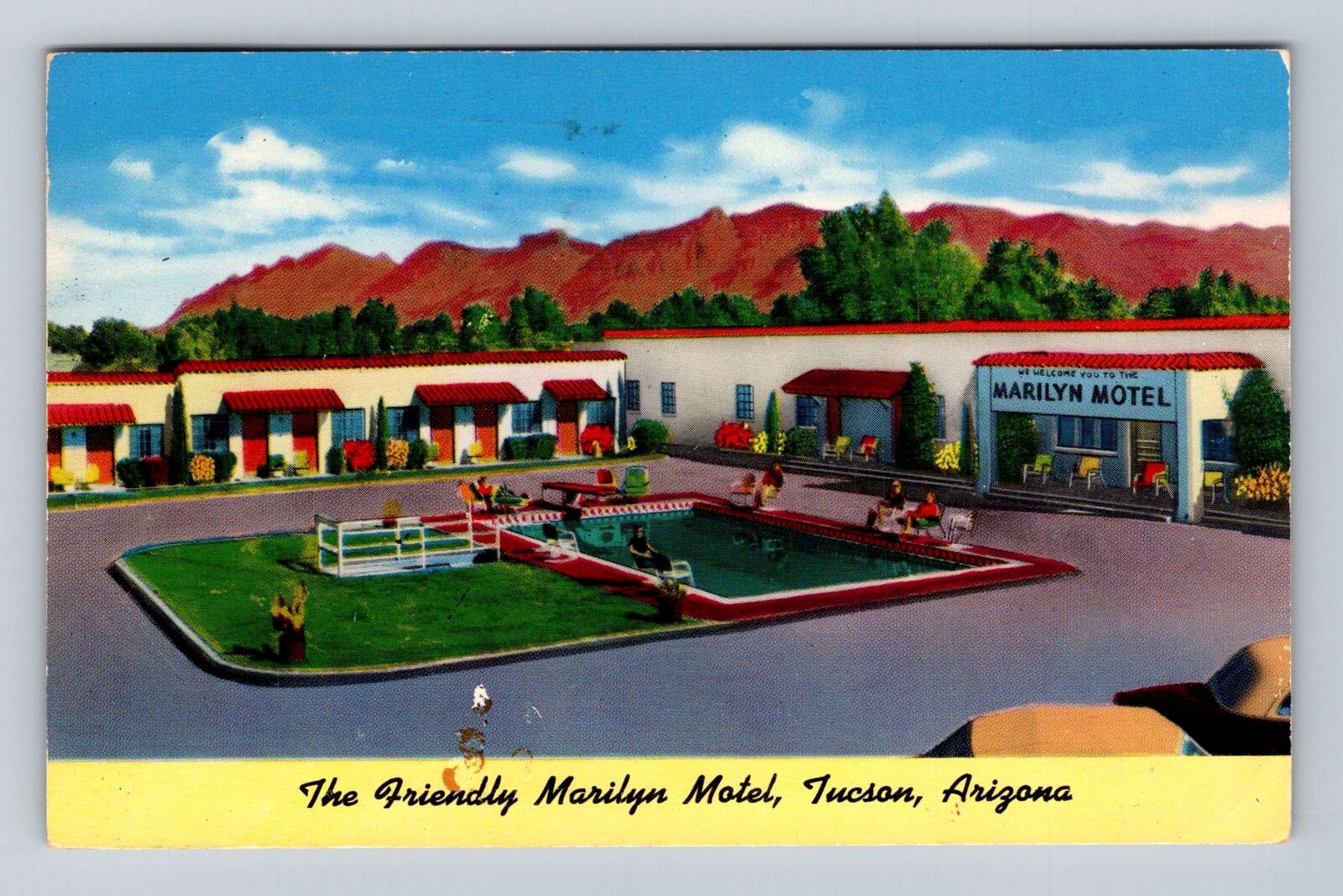 Tucson AZ-Arizona, Marilyn Motel Advertising, Vintage c1953 Souvenir Postcard
