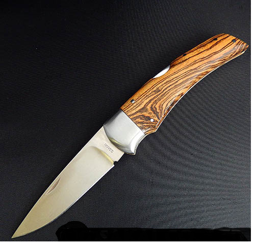 G.Sakai New Folding Hunter ATS-34 Blade Wood (Cordia) Handle W/Sheath