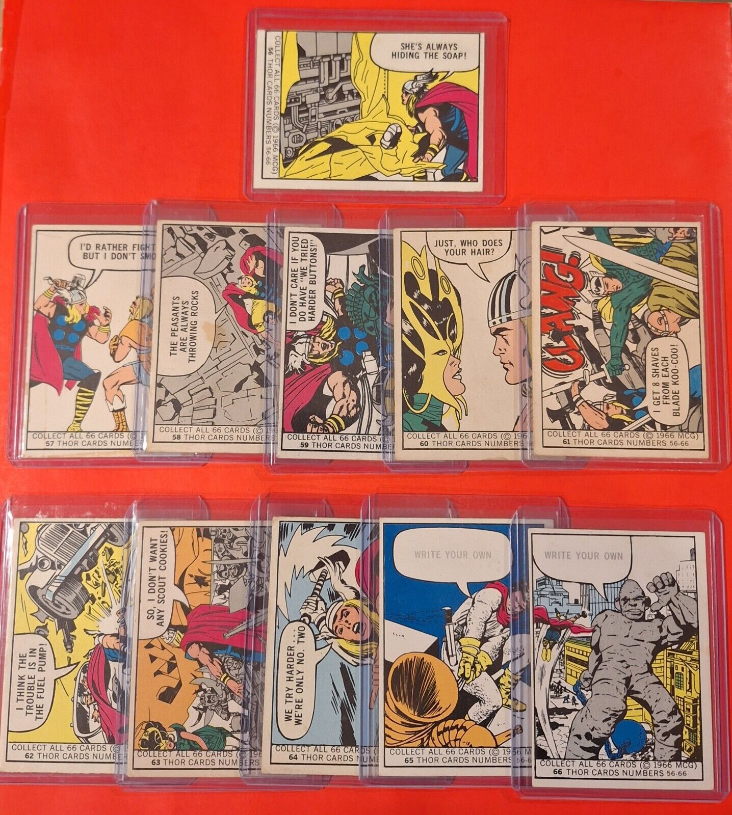 1966 Donruss Marvel THOR RC Complete Subset (Lot Of 11) #56-66