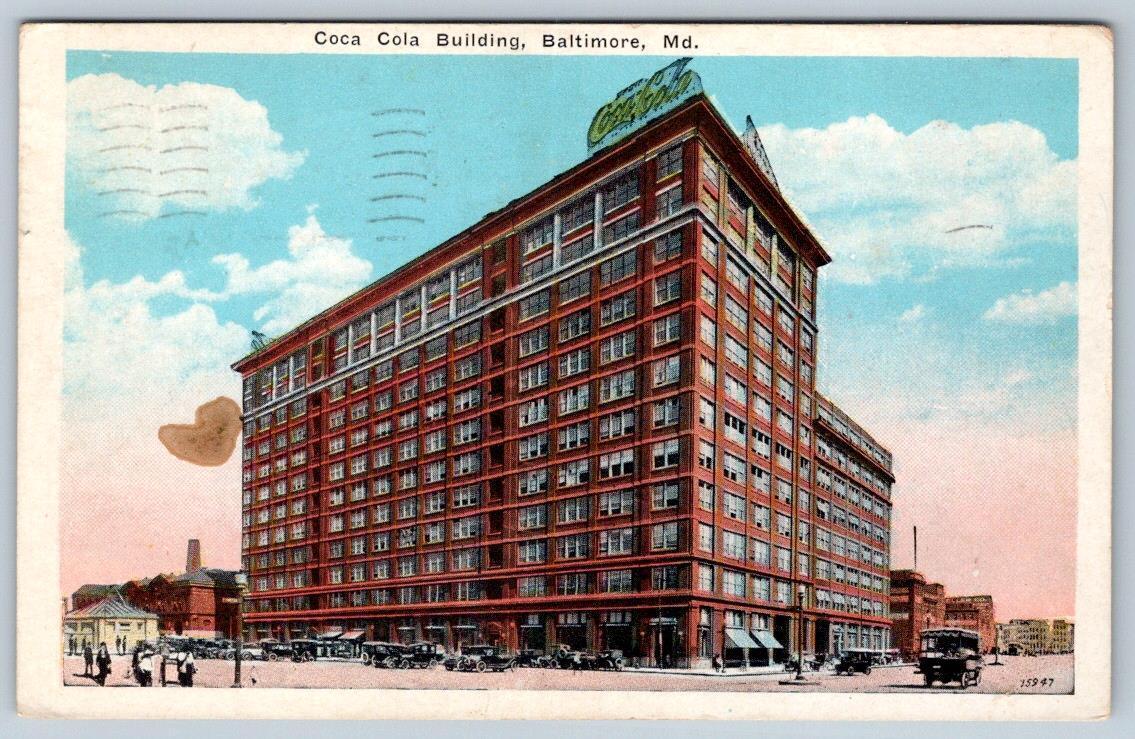 1939 BALTIMORE MARYLAND MD COCA COLA BUILDING OLD CARS HARRY & BRO CANNPOSTCARD