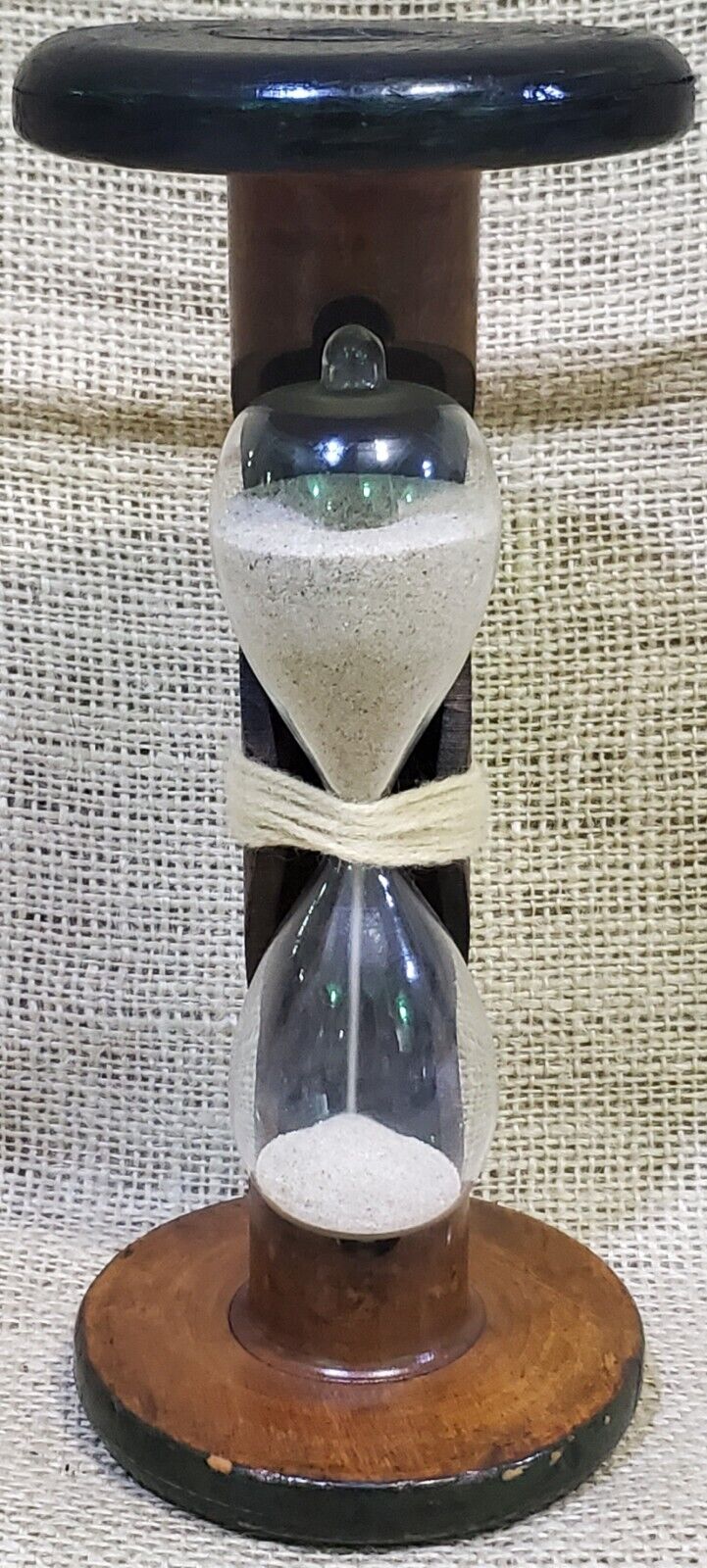 Antique Sand Hourglass Made From Wooden Industrial Style Bobbin 9.25\
