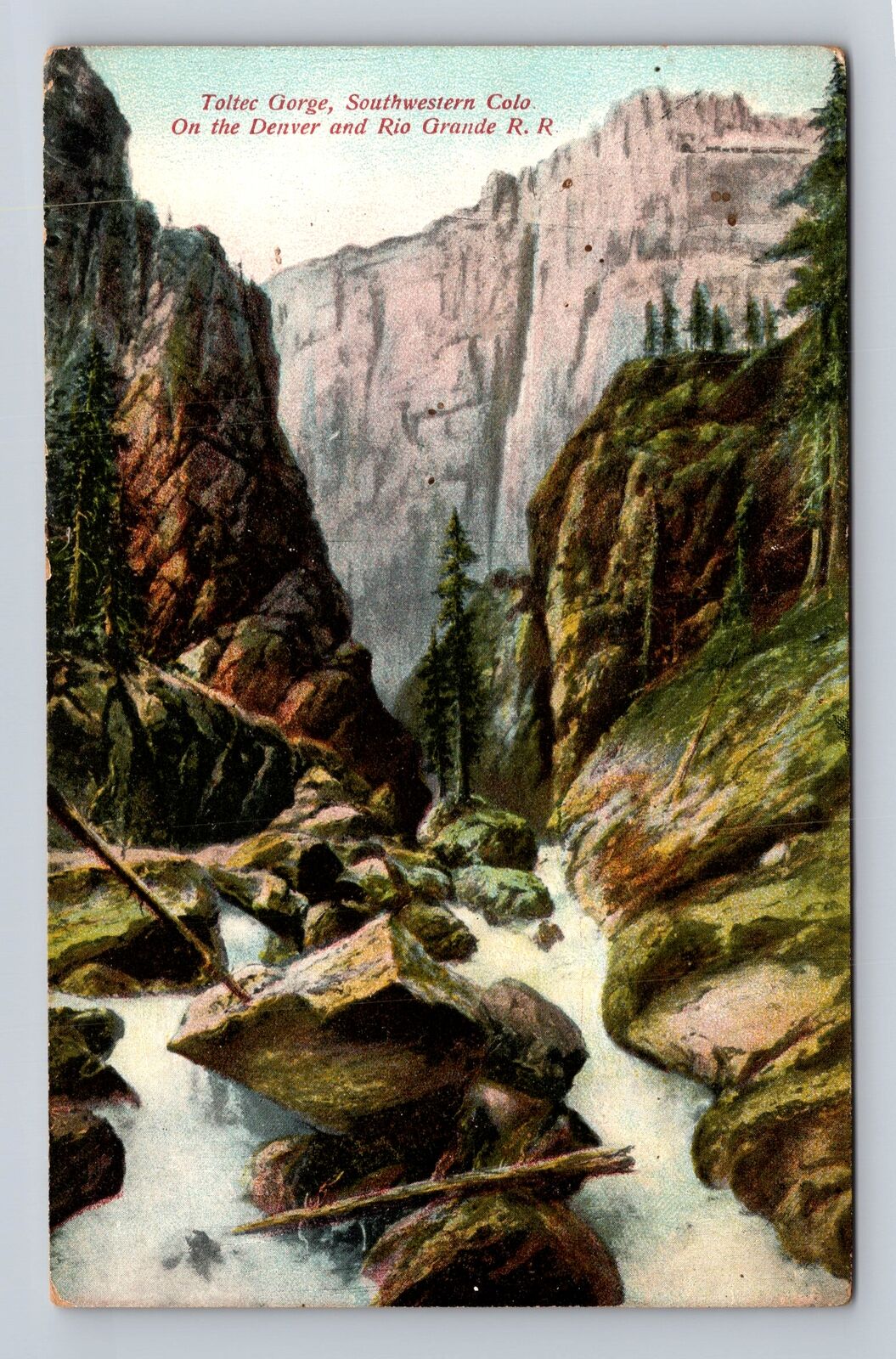 Denver CO-Colorado, Toltec Gorge, Antique, Vintage Souvenir Postcard