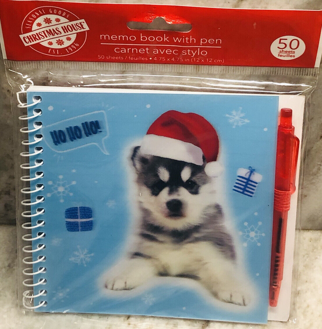 Ship N 24 Hours. New-Christmas House Petpals Memo Book W/ Pen. 50 Sheets. 12x12c