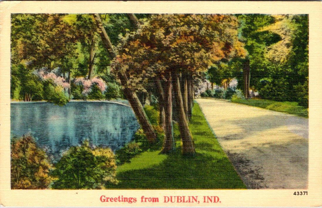 IN, Indiana  DUBLIN Greetings Lake & Road JACKSON TOWNSHIP~WAYNE COUNTY Postcard