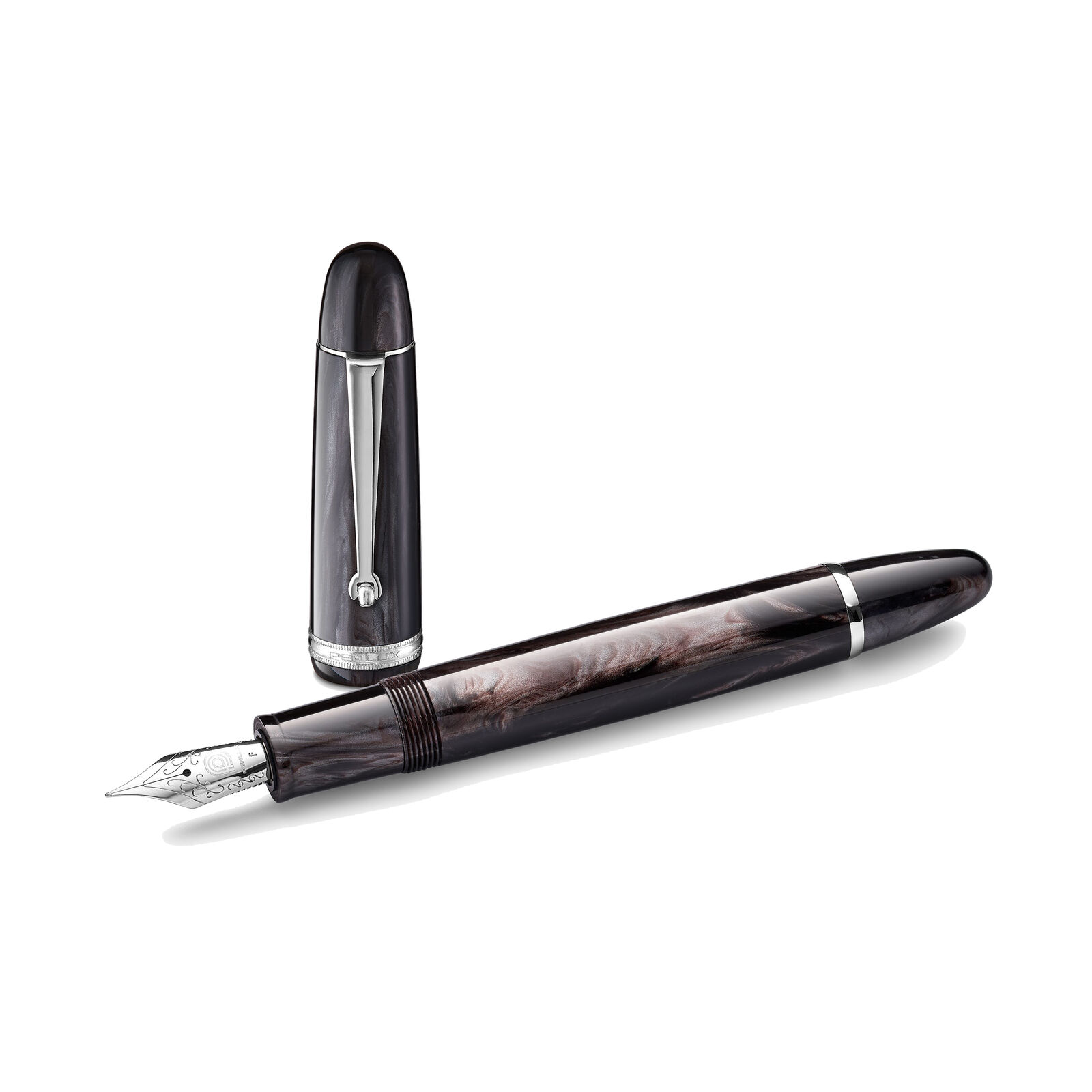 Penlux Masterpiece Grande Fountain Pen in Black Wave - Fine Point- NEW in Box