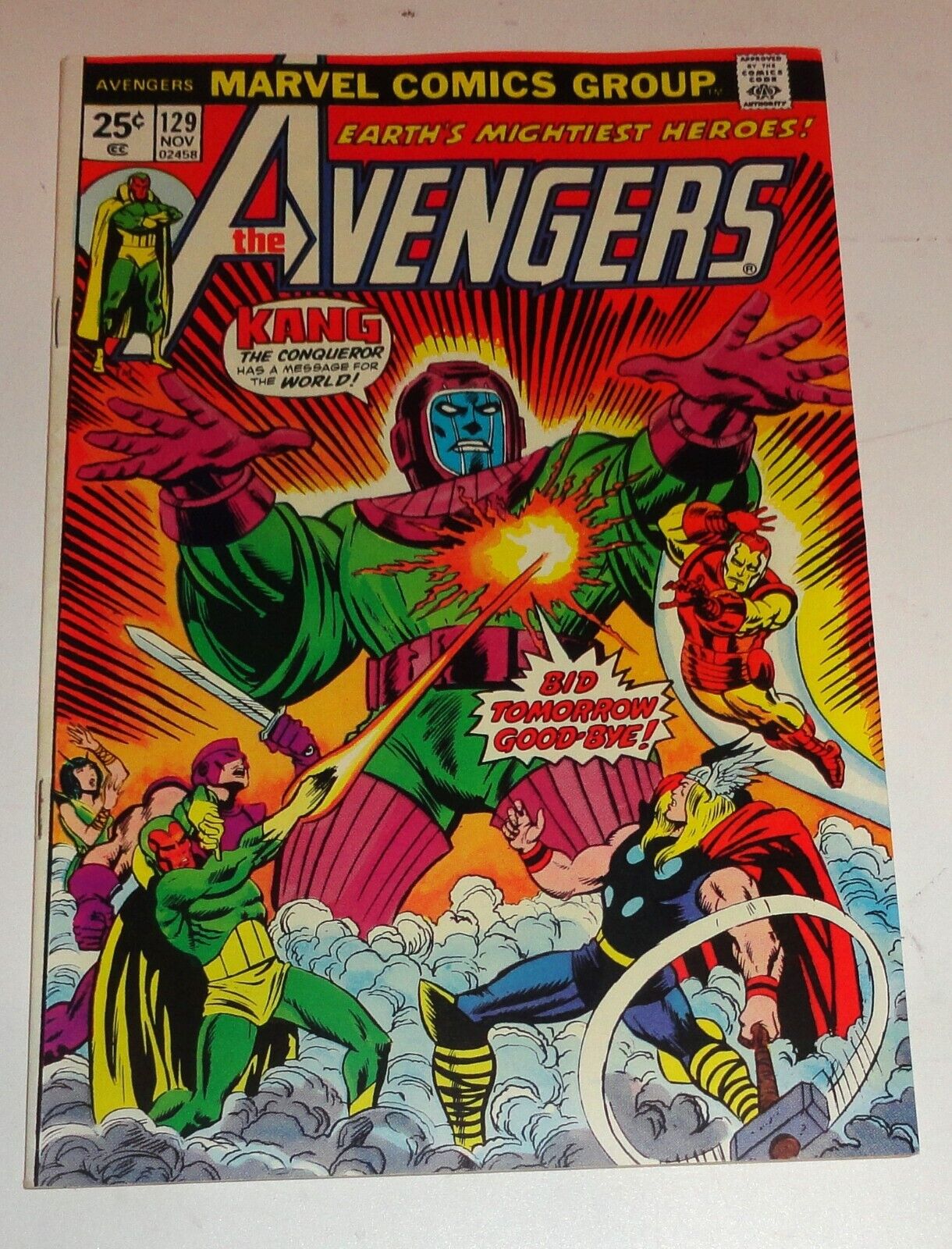 AVENGERS #129 GLOSSY 9.0 CLASSIC KANG COVER 1974