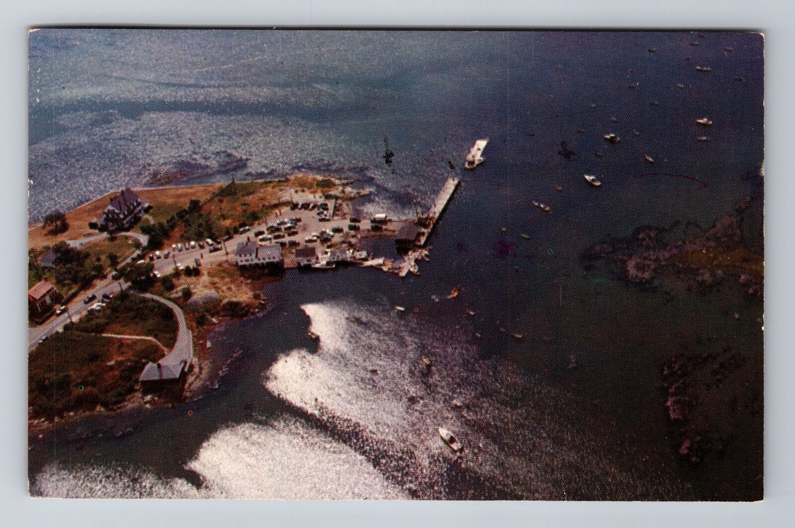 Kennebunkport ME-Maine, Aerial Cape Porpoise Harbor, Antique Vintage Postcard