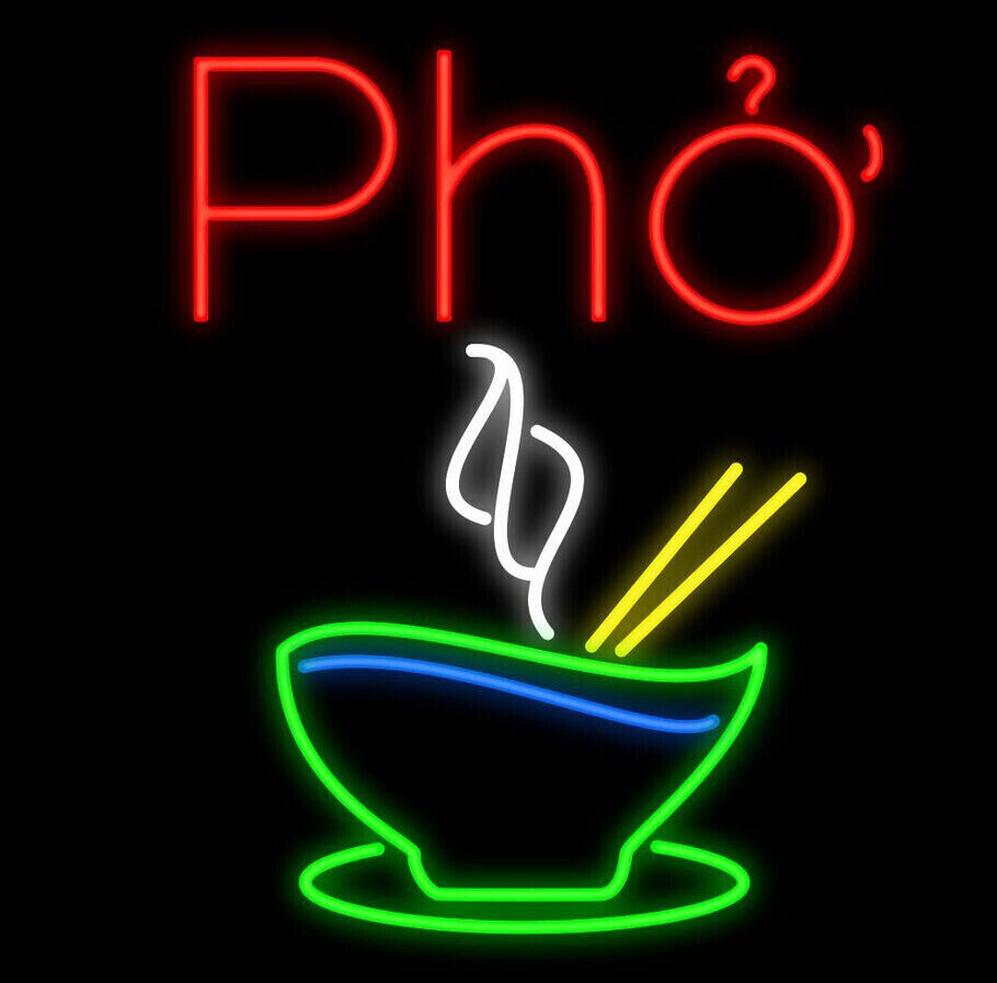 New Pho Open Neon Sign 19x15 Real Glass Beer Bar Restaurant Wall Decor