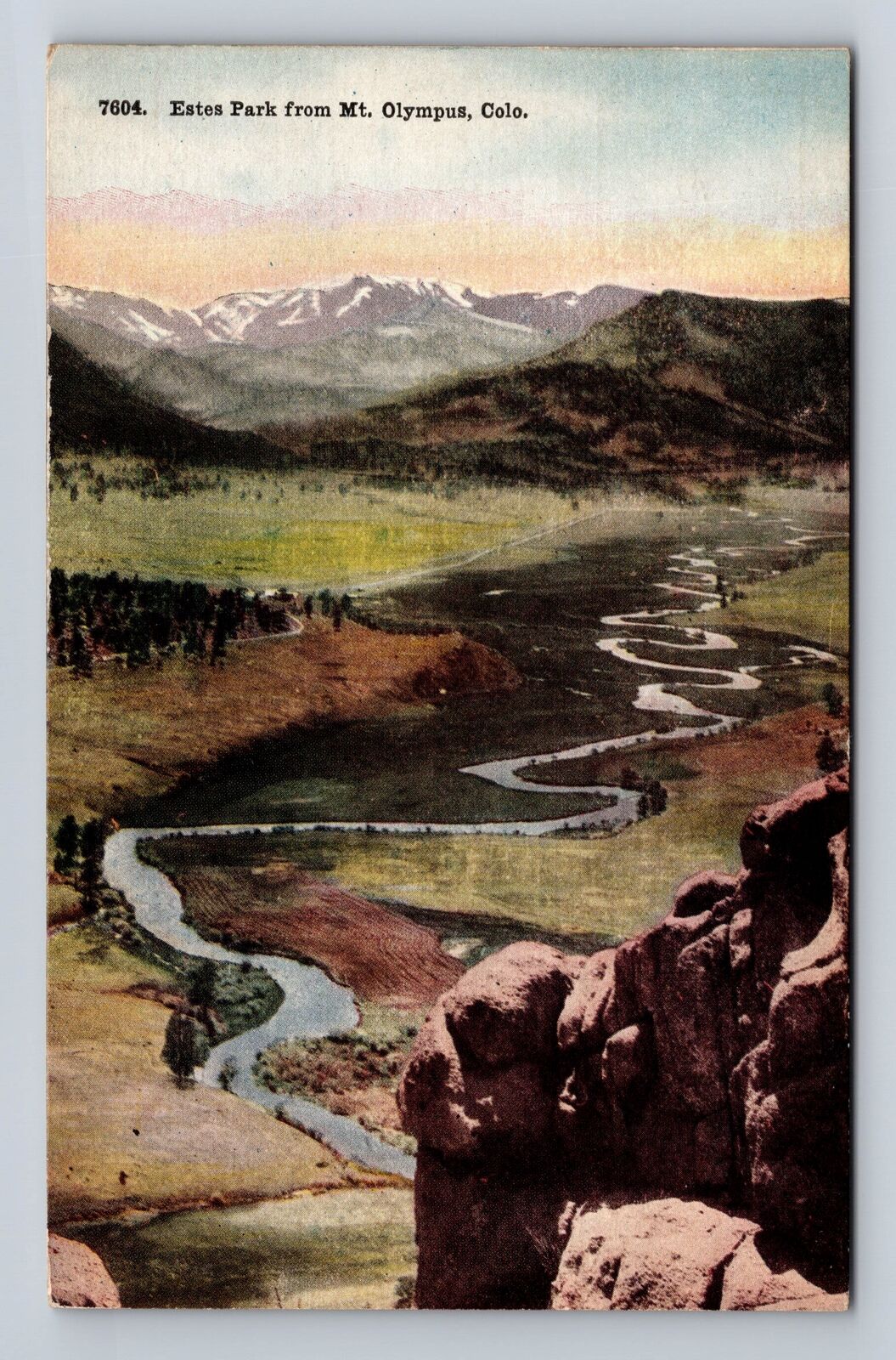 Mount Olympus CO-Colorado, Estes Park, Series #7604, Vintage Souvenir Postcard