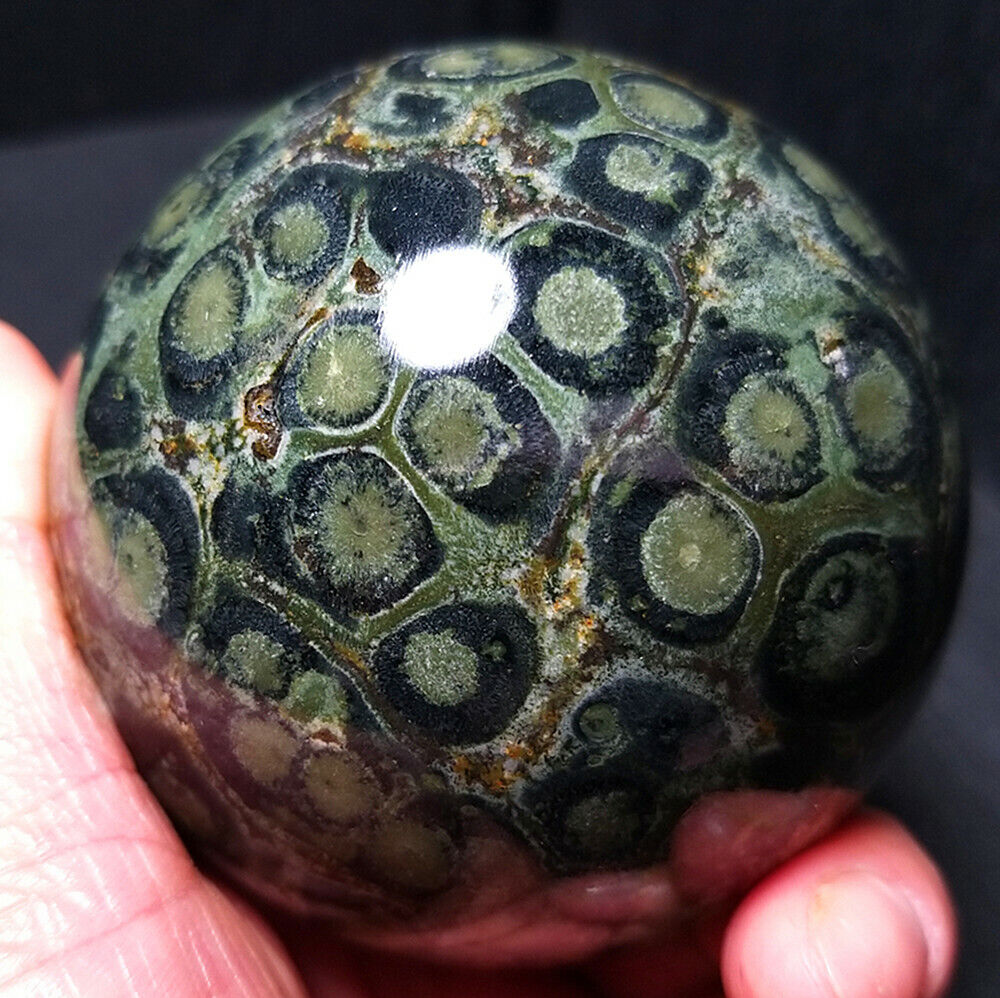 TOP555G72MM Natural Polished The Peacock Eye Jasper Crystal Sphere Healing A1022