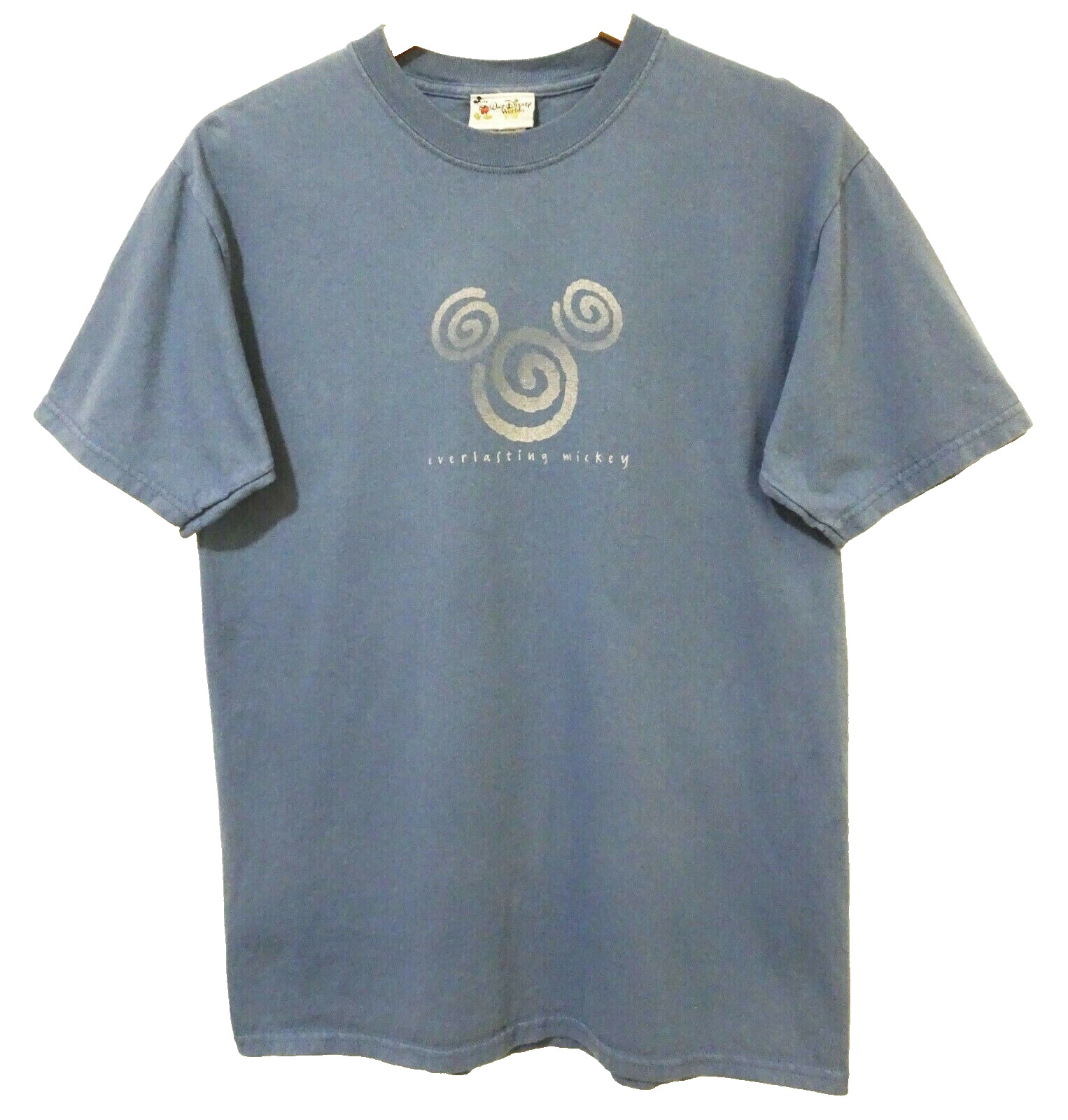 M Vtg 90s Walt Disney World Everlasting Mickey Koru Symbol Silver Blue T-Shirt M