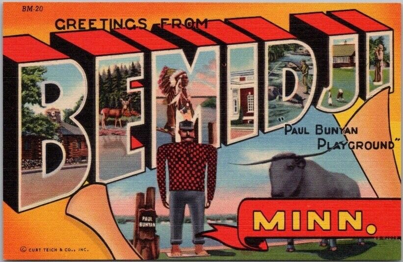 BEMIDJI, Minnesota Large Letter Postcard \