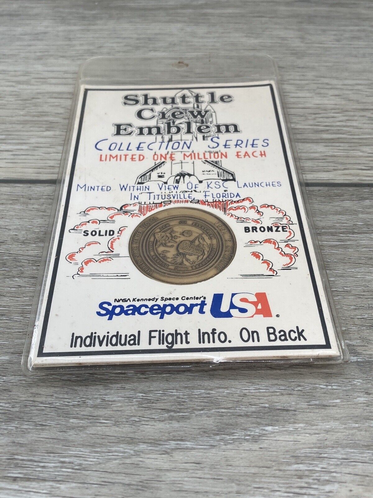 Nasa Kennedy Space Center Shuttle Crew Emblem Collectible Coin Solid Bronze 1990