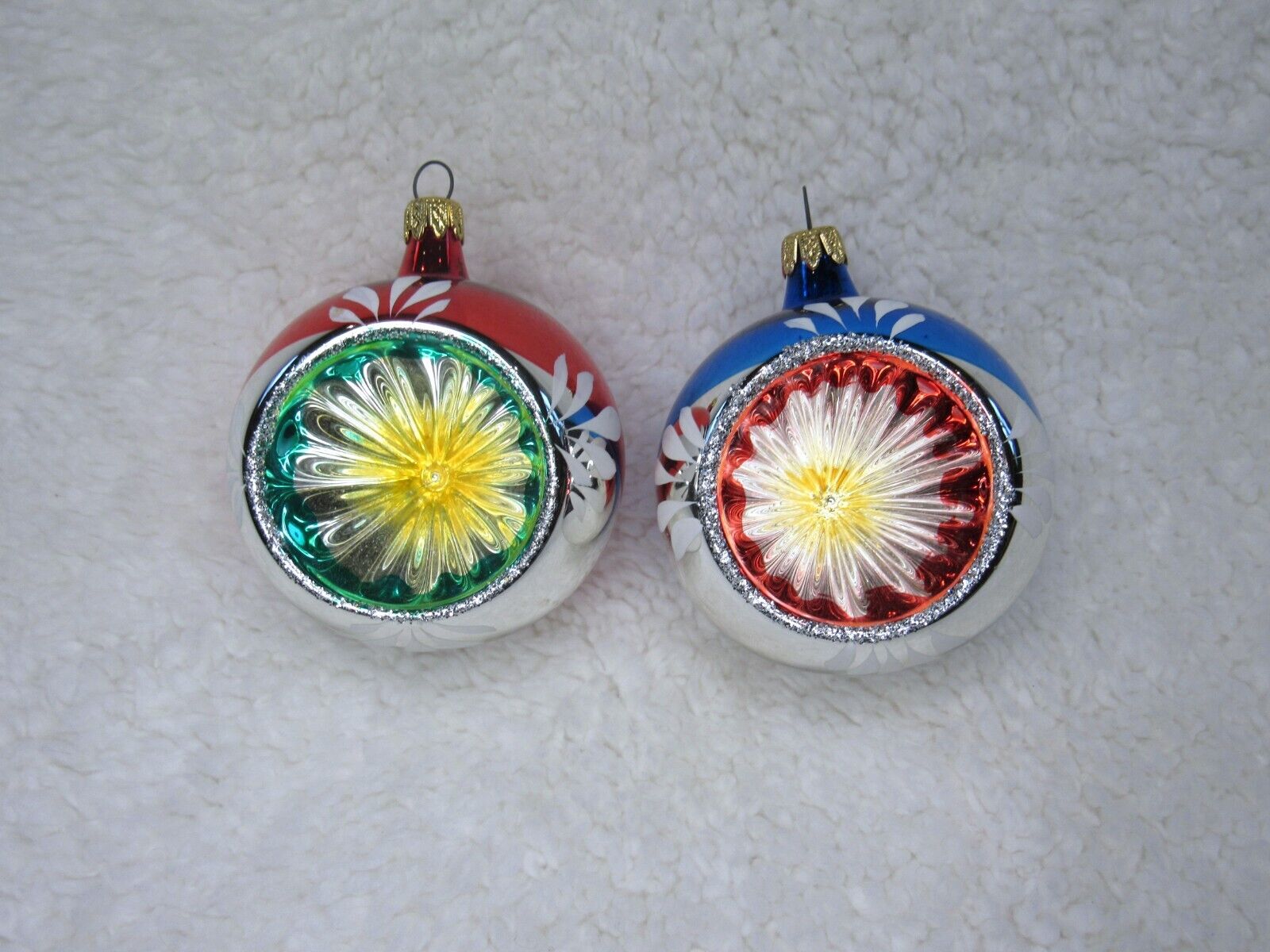 Indent Reflector Ball Christmas Ornaments Set of Two Colom BIA Vintage Holiday