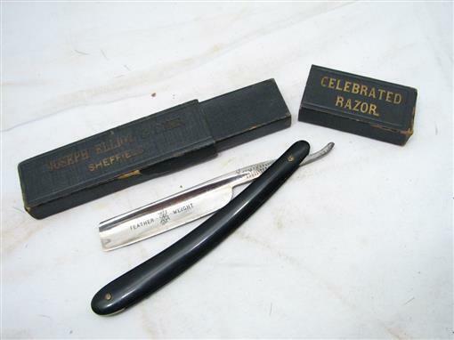 Rare Antique Elliot Feather Weight Straight Razor Barber Tool w/Box 5/8