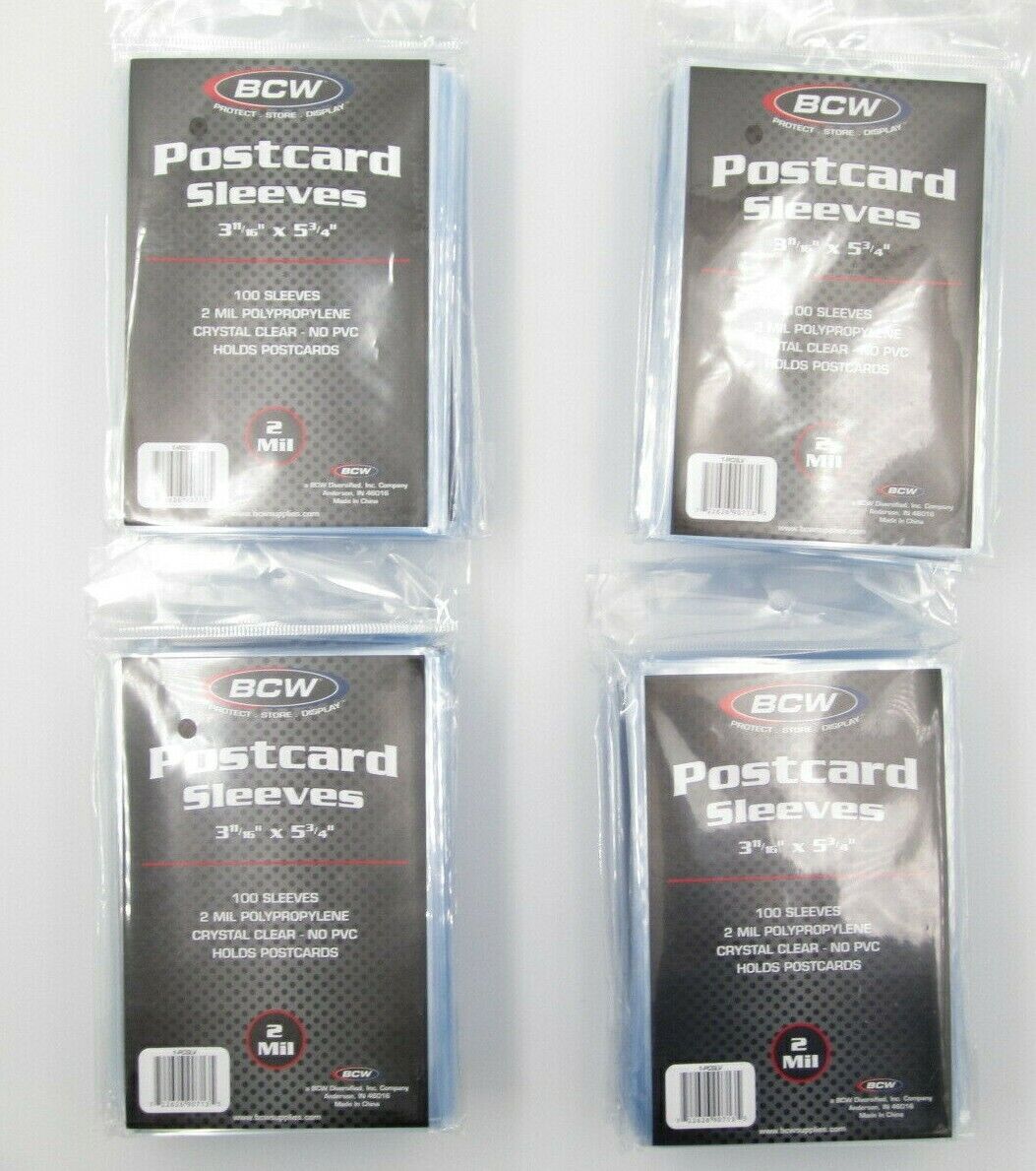 Lot of 20 (2,000) BCW 2 Mil Clear Postcard Sleeves 3 11/16 x 5 3/4