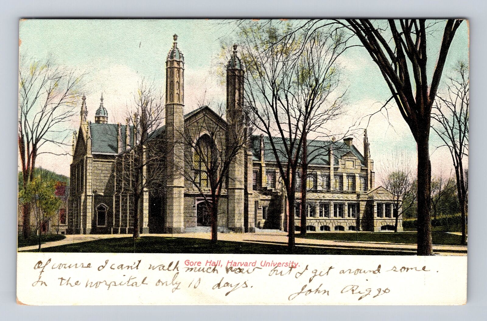 Cambridge MA-Massachusetts, Harvard University Gore Hall, Vintage c1907 Postcard