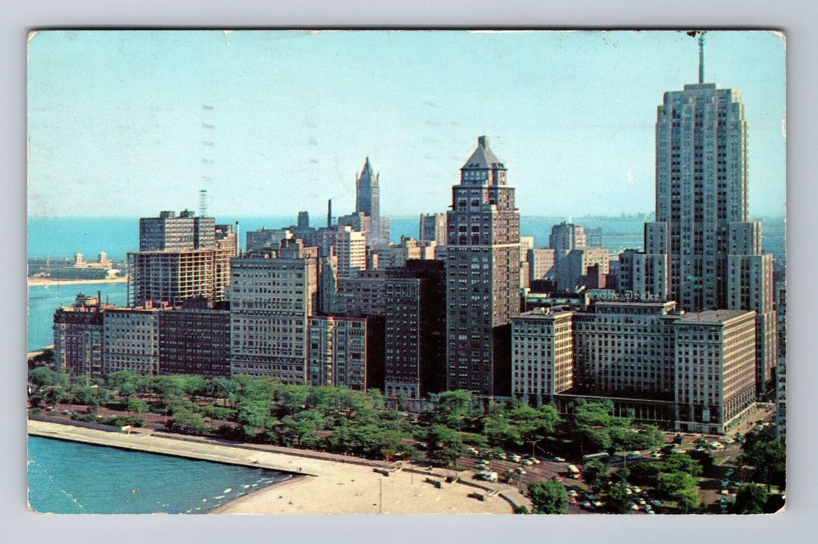 Chicago IL-Illinois, Drake Hotel City Skyline Advertising Vintage c1957 Postcard
