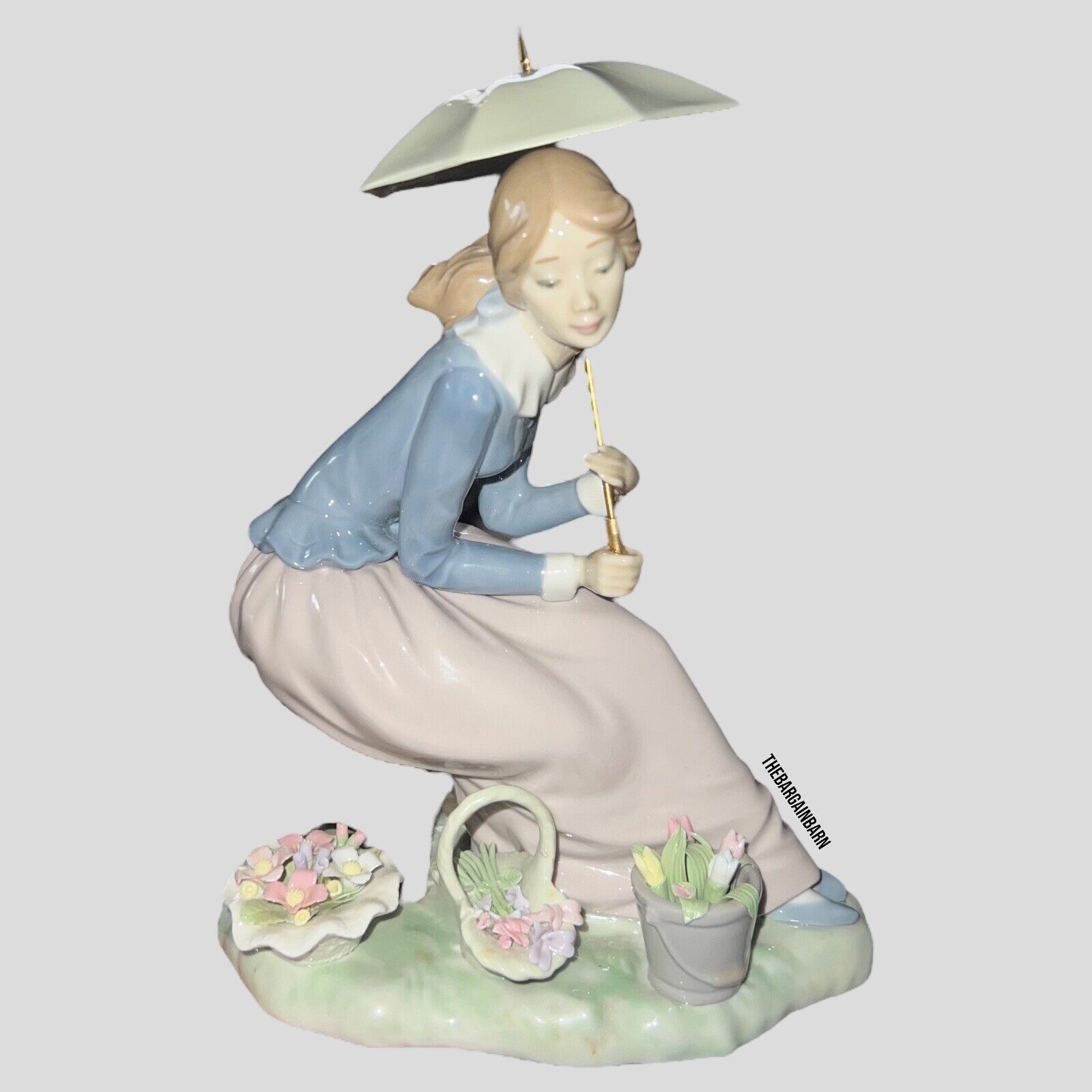 Nao By Lladro 1984 Flowers From My Garden Umbrella Girl Tulips #419