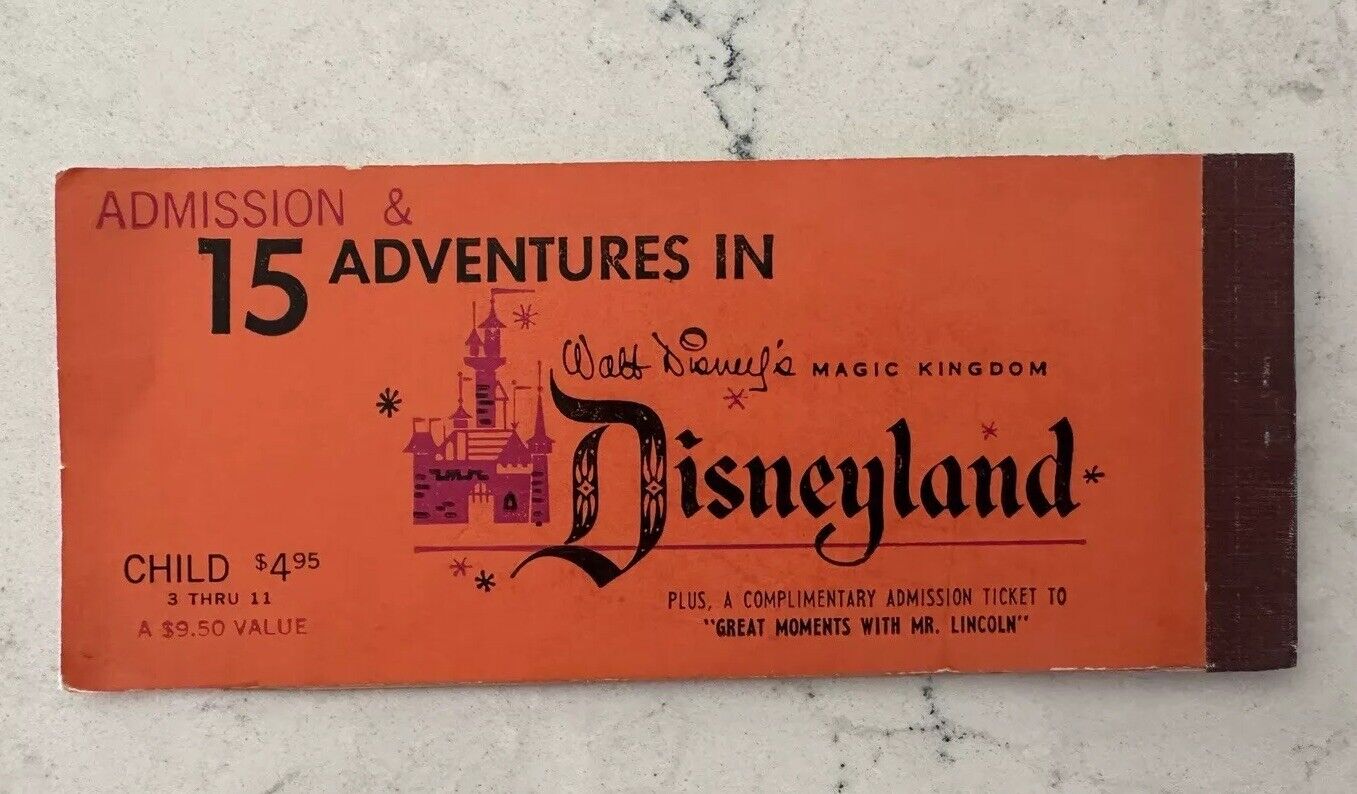 Disneyland Ticket Book - Partial - 8 Total Tickets D - C - Mr. Lincoln