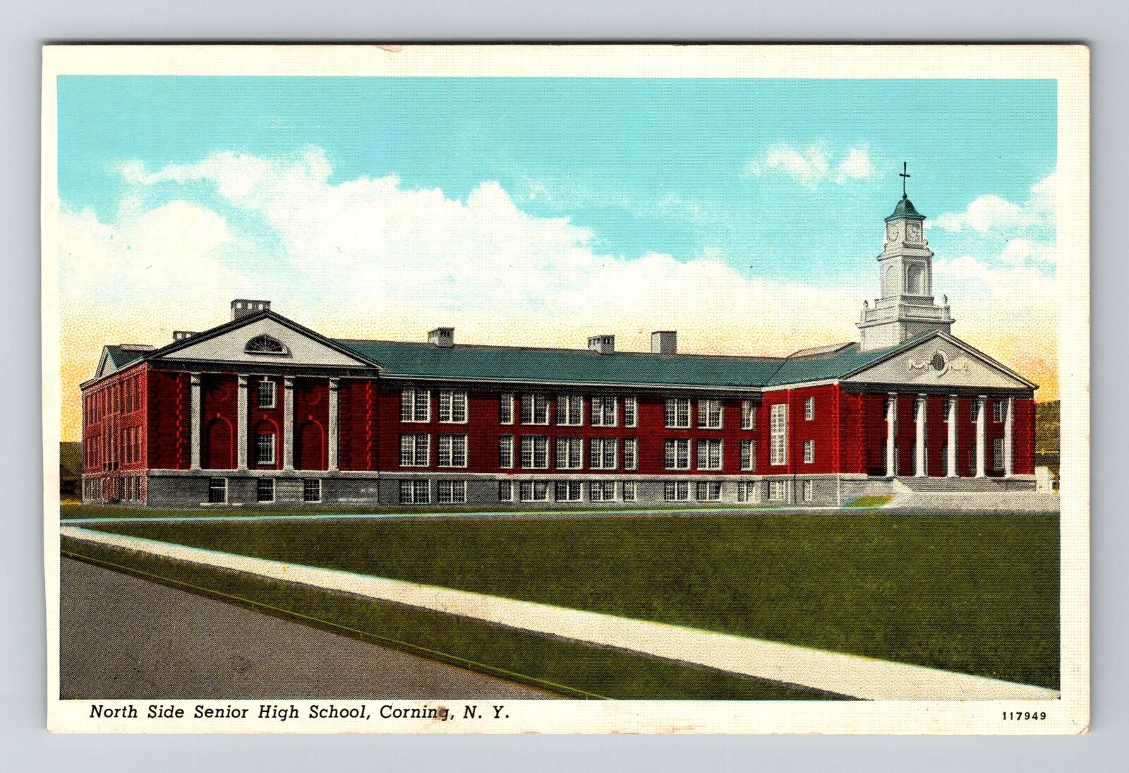 Corning NY-New York, North Side Senior High School, Antique Vintage Postcard