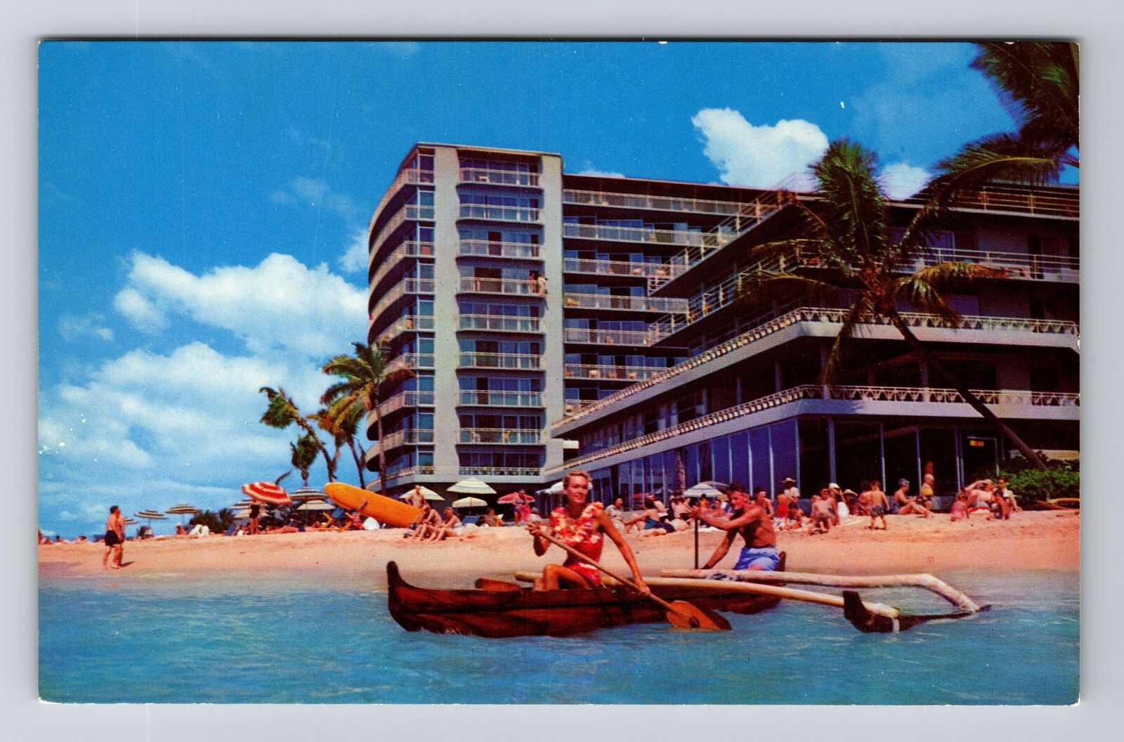 Waikiki HI-Hawaii, The Reef Hotel, On The Beach, Vintage Postcard