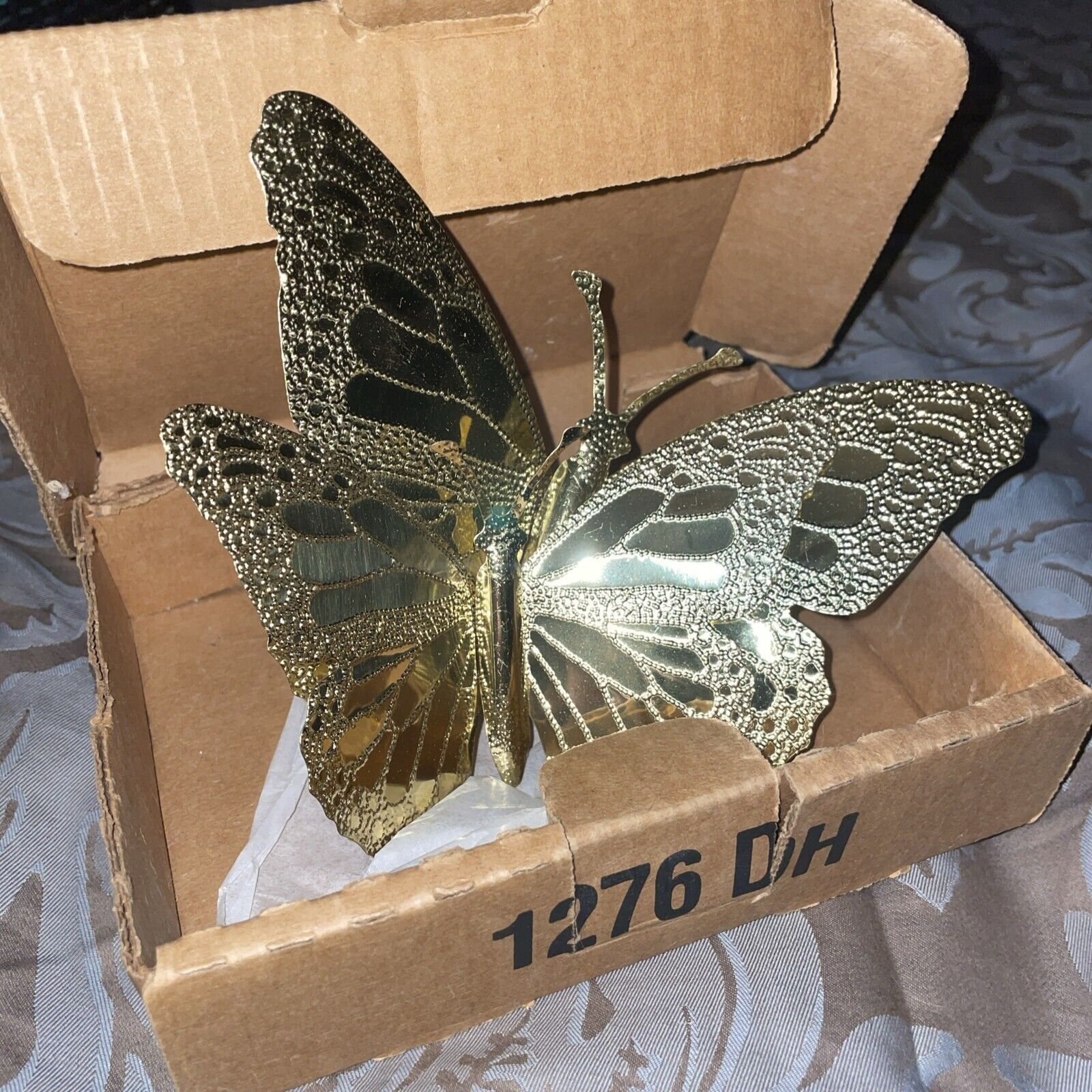 Home Interior Metal Gold Tone Wall Butterflies, Pair 2 New in box
