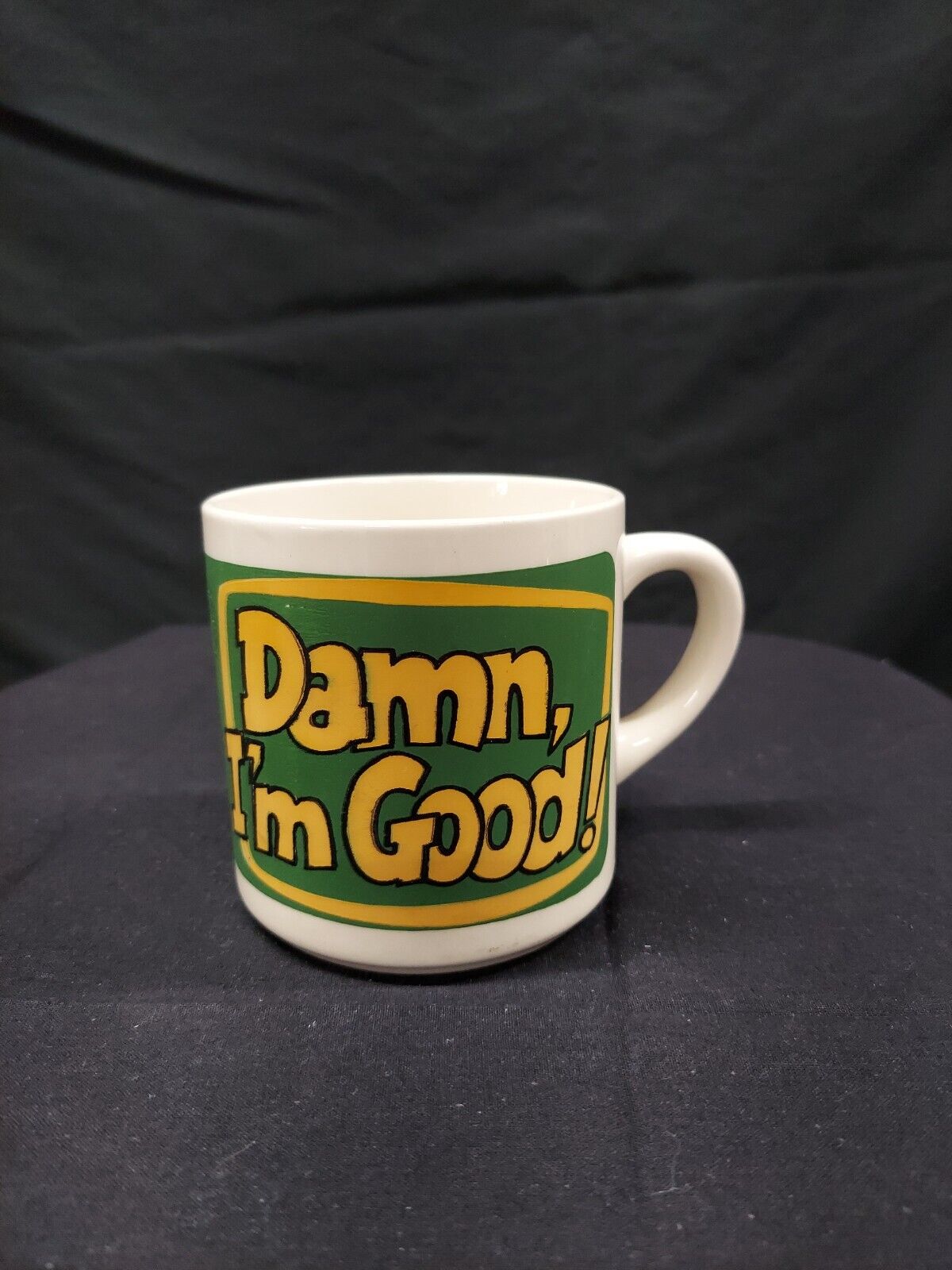 Vintage Damn I'm Good Coffee Mug Cup Green Yellow Orange Grant-Howard Very Rare
