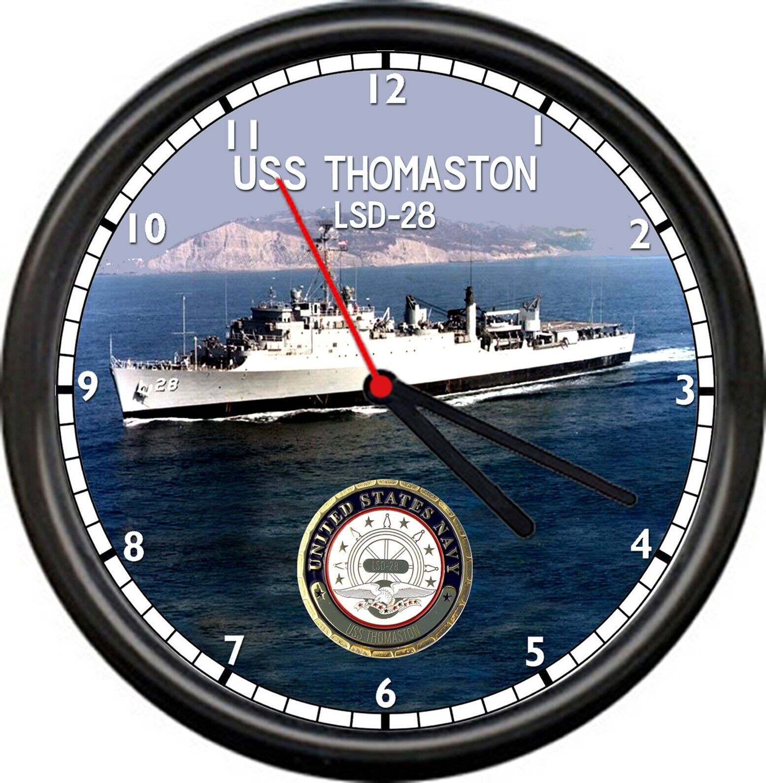 USS Thomaston LSD 28 US Navy Veteran US Sailor Military Ship Sign Wall Clock