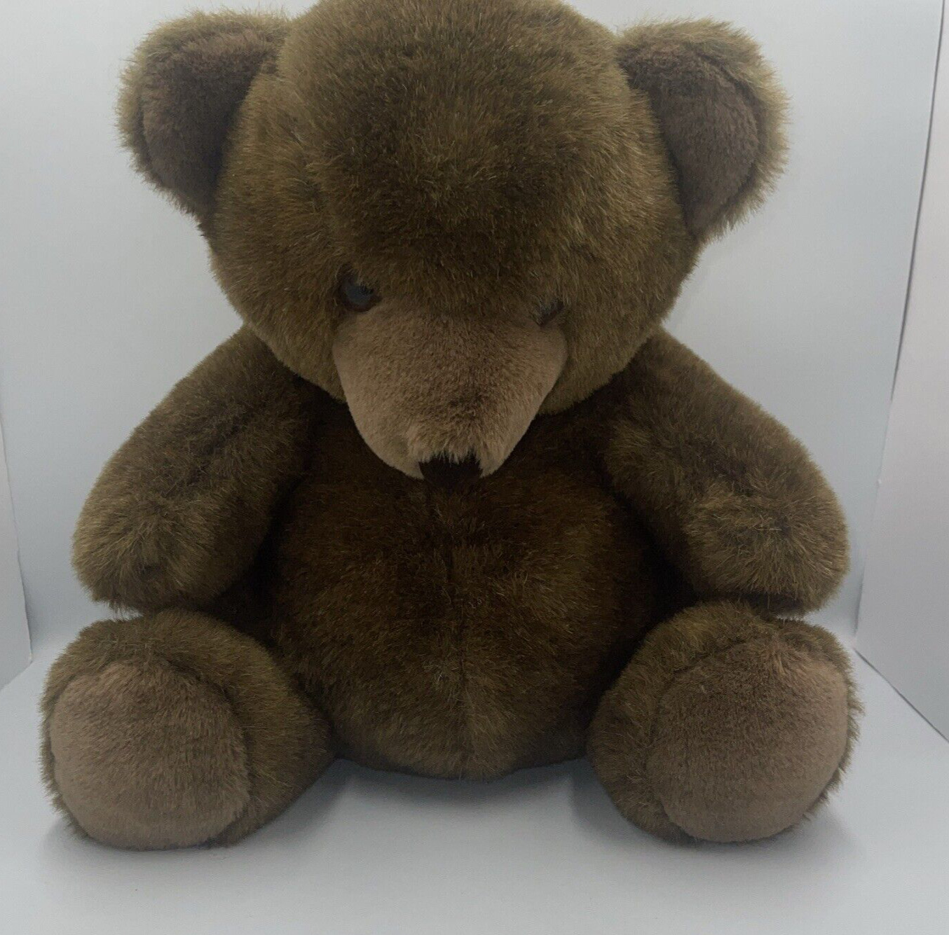 Vintage 1980 Charm Co Brown Teddy Bear Plush 14” Stuffed Animal Korea