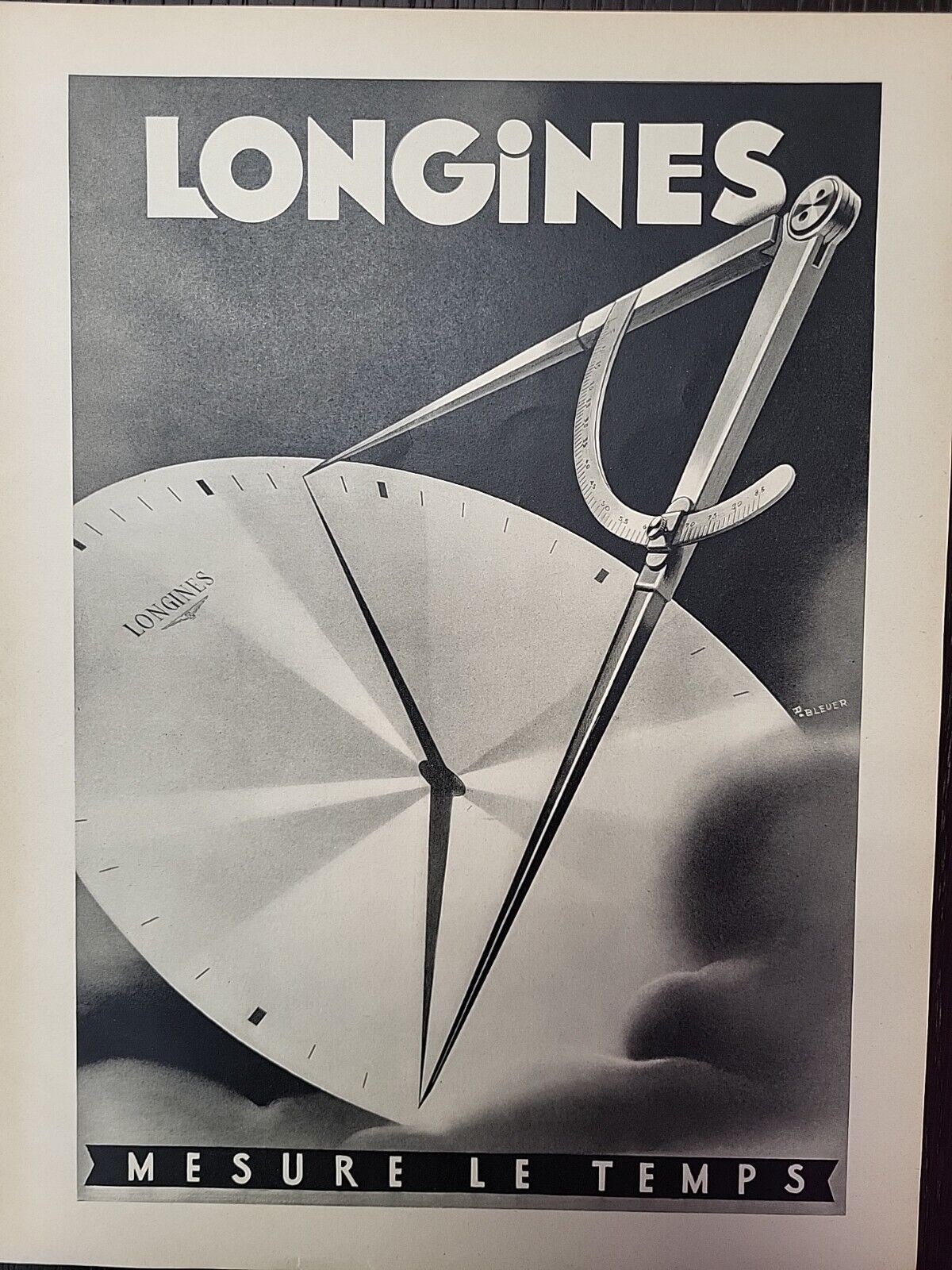 Longines Swiss Watches 1943 Print Advertising Du World War 2 Luxury French WW2