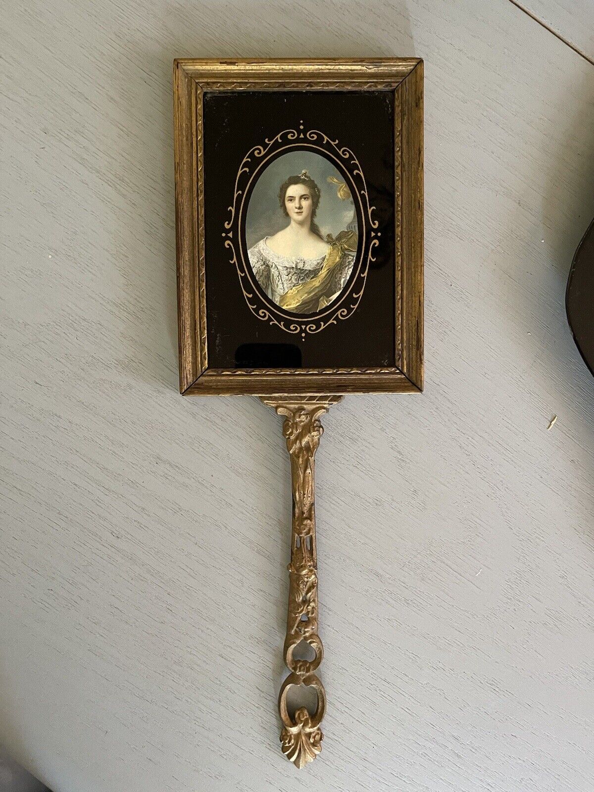 1800s Antique Brass Hand Mirror