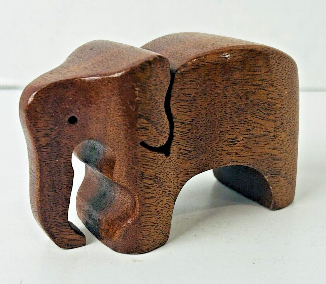 Handcrafted Vintage Wooden Elephant Statue