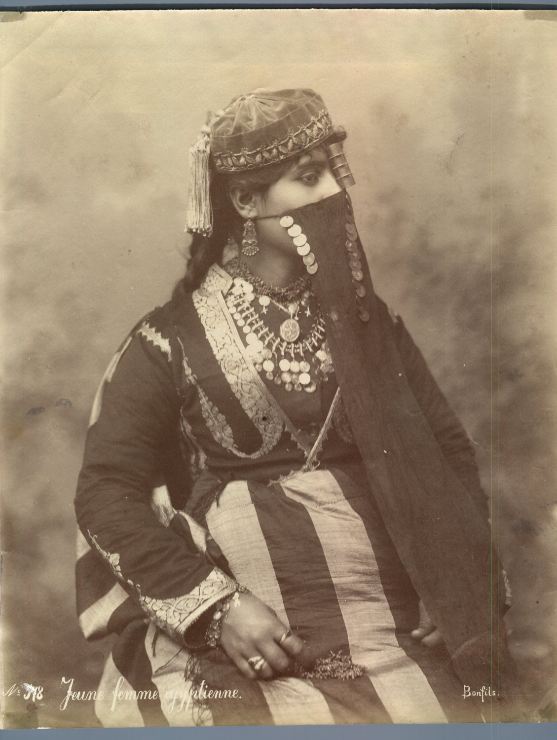 Bonfils. Egypt, Young Egyptian Woman Vintage Albumen Print. Félix Bonfils, n